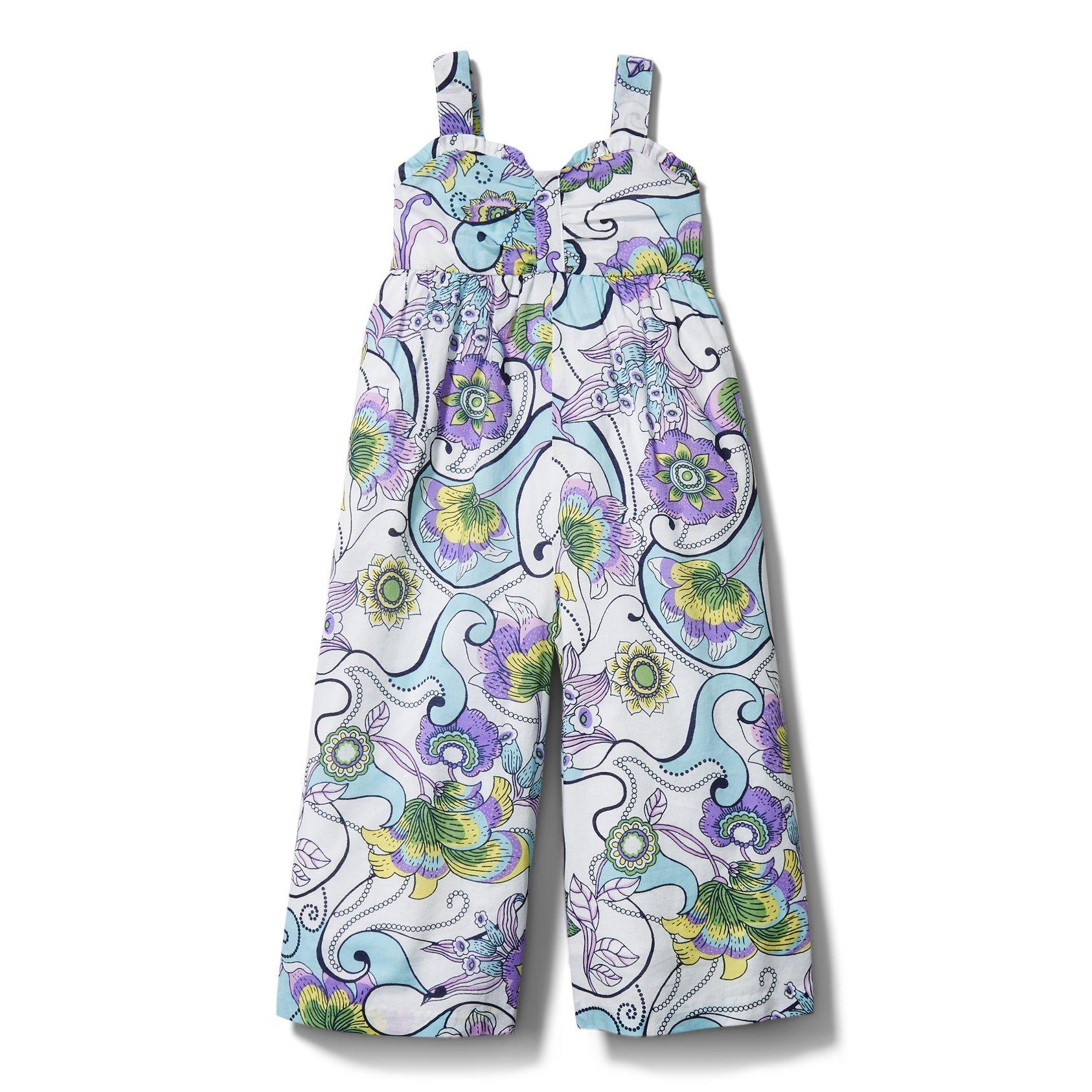 sibling matching spring outfits, paisley side leg jumpsuit