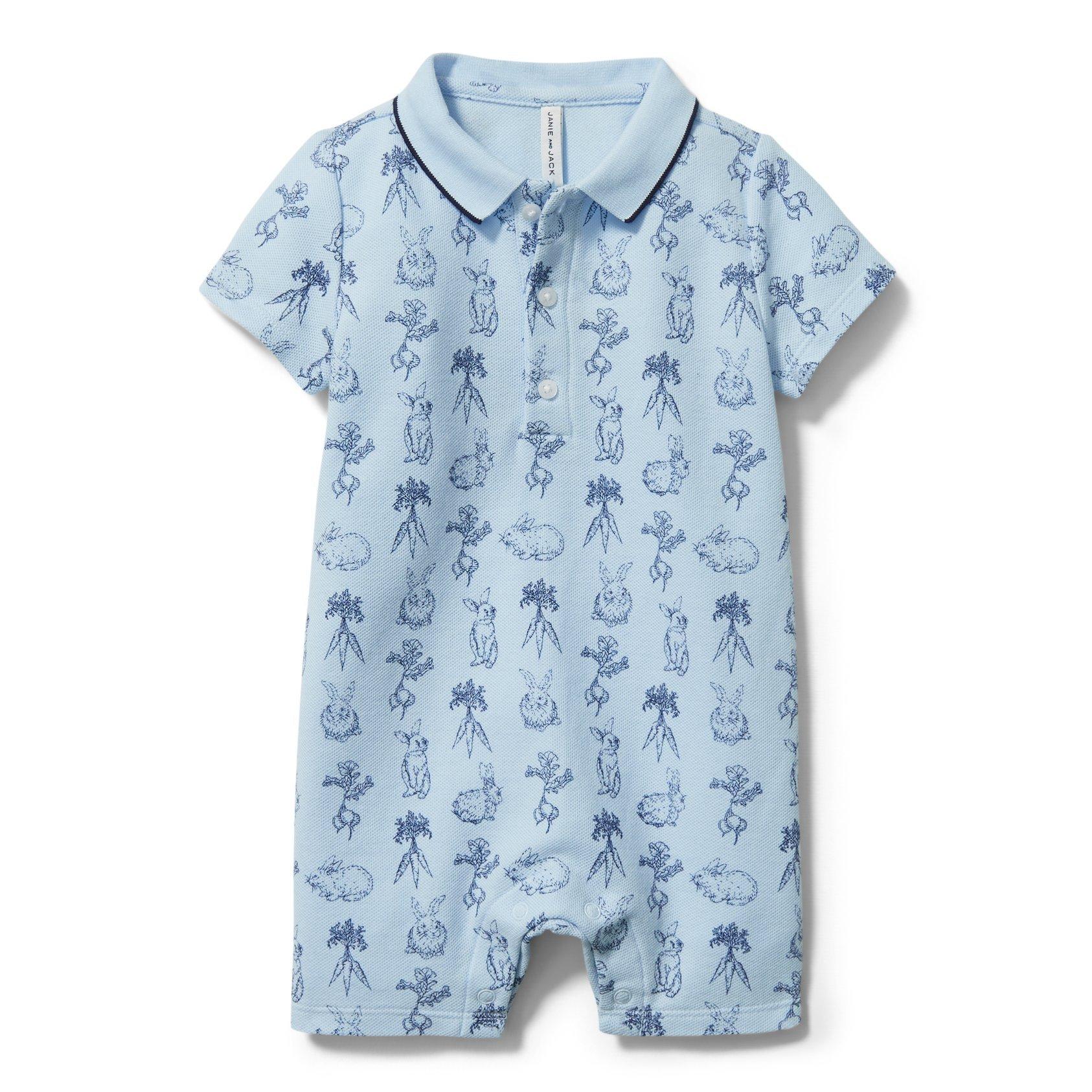 Baby Bunny Toile Polo Romper image number 0