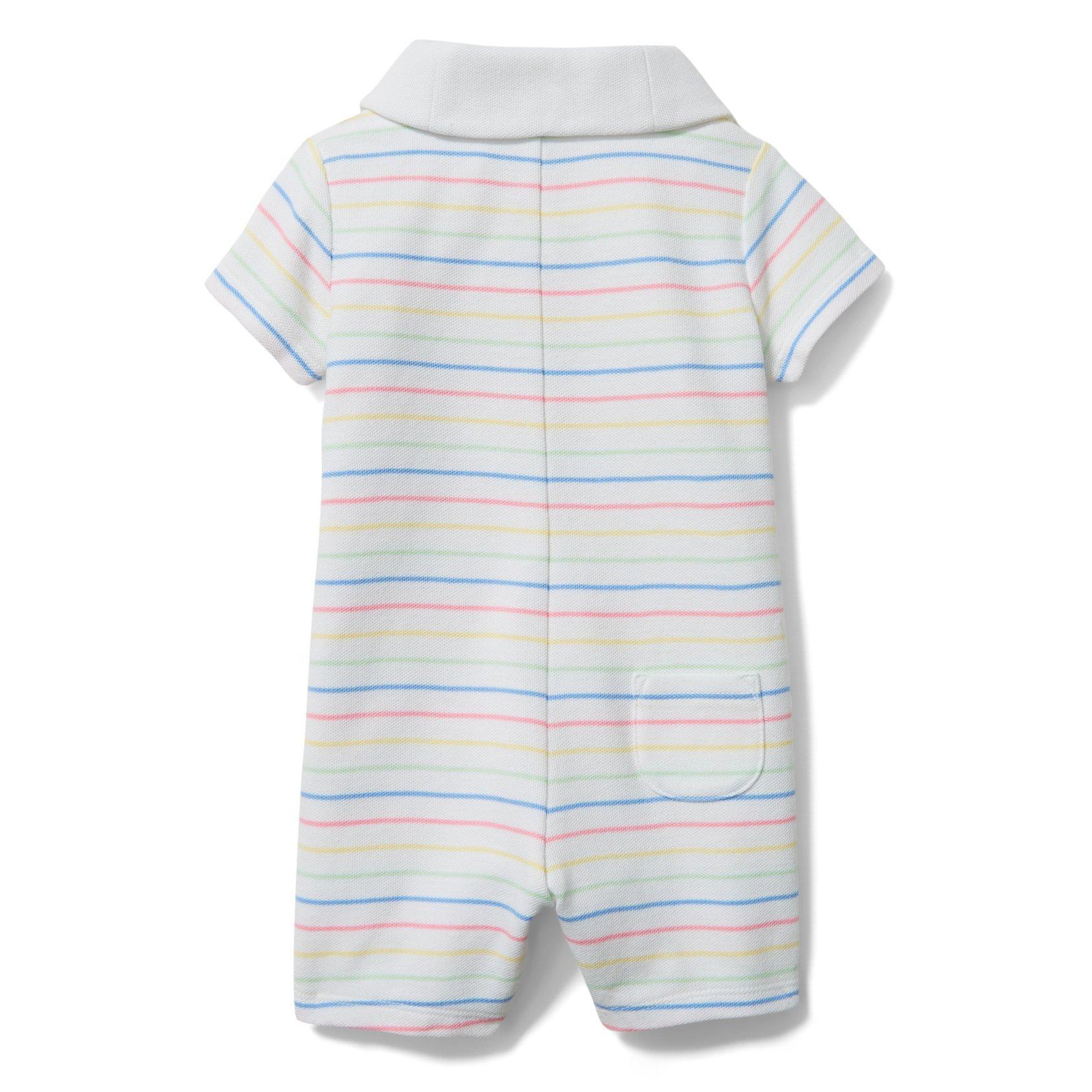 Baby Striped Shawl Collar Romper image number 2