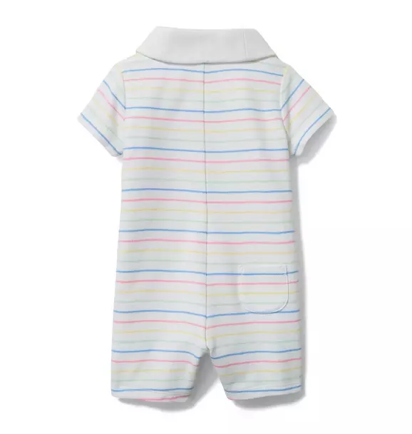 Baby Striped Shawl Collar Romper image number 2