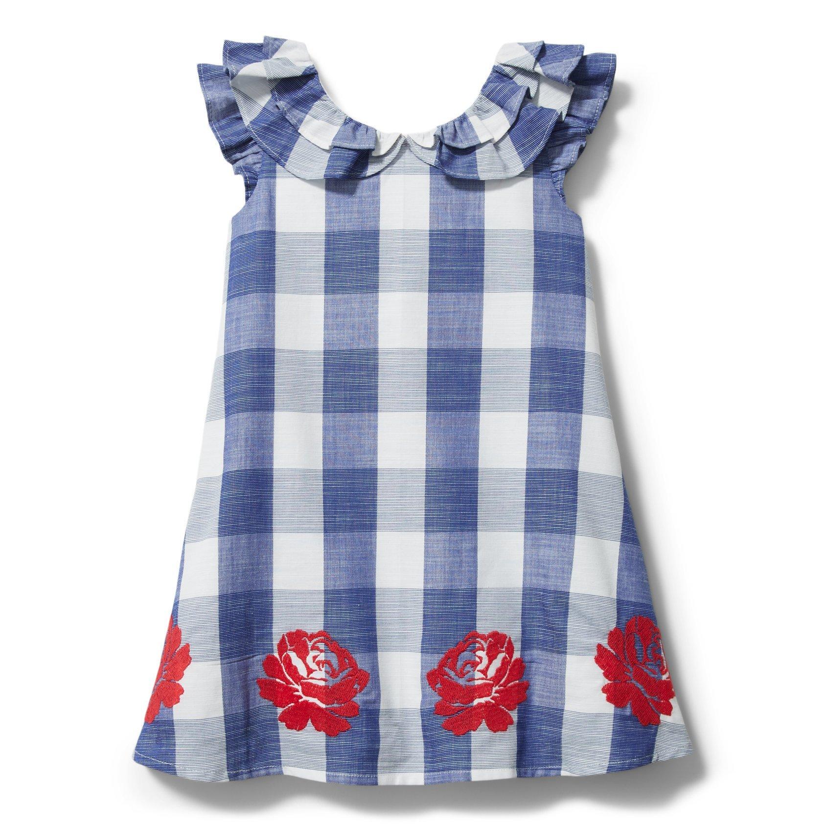 Embroidered Floral Gingham Dress image number 0