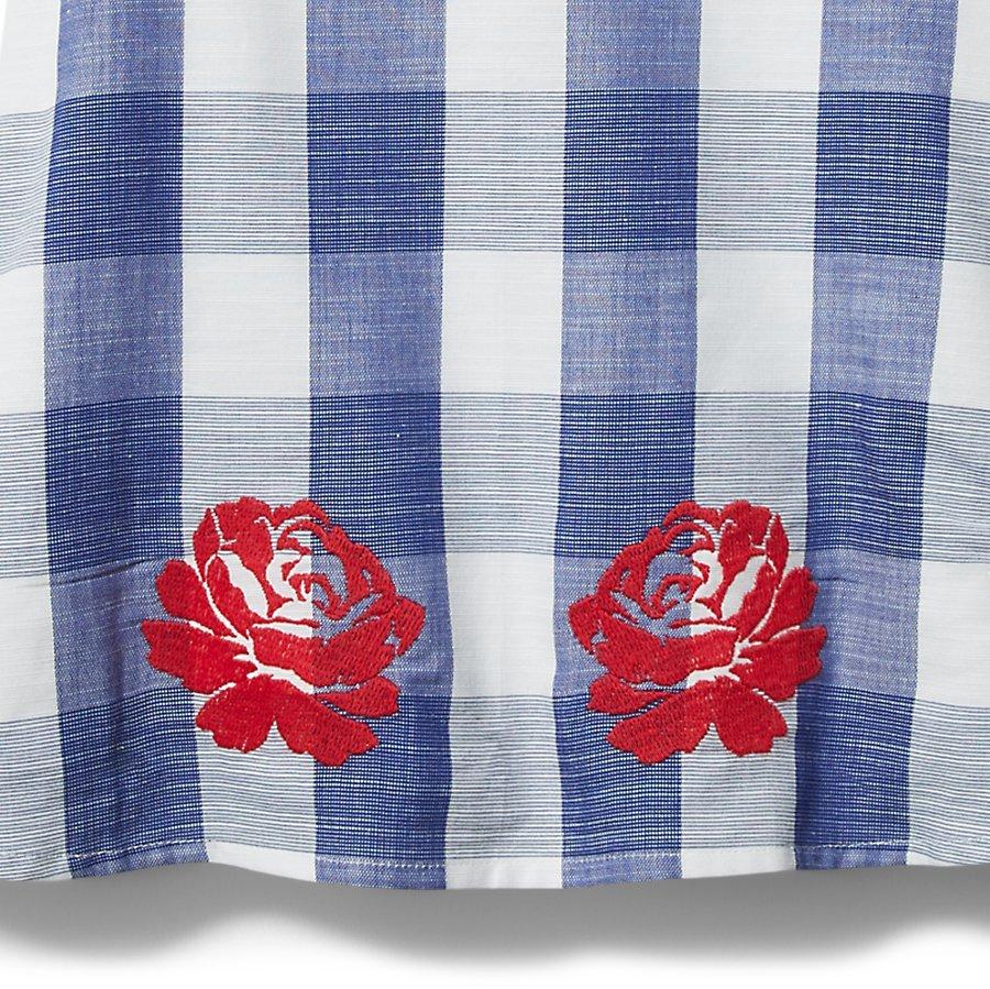 Embroidered Floral Gingham Dress image number 1