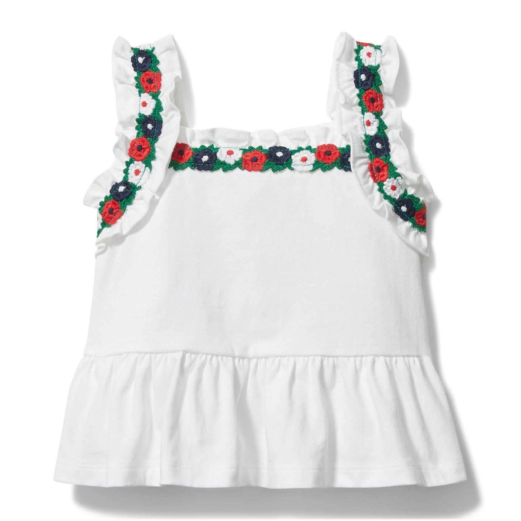 Crochet Floral Trim Peplum Top image number 0