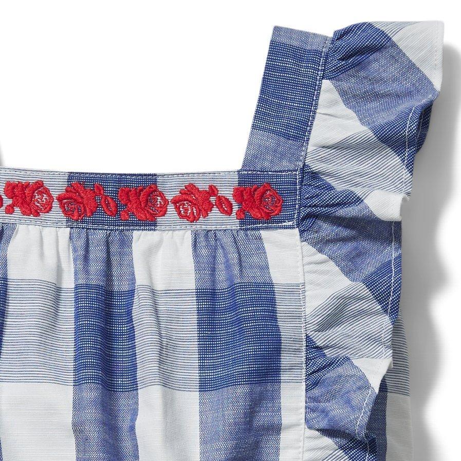 Embroidered Floral Gingham Top image number 2