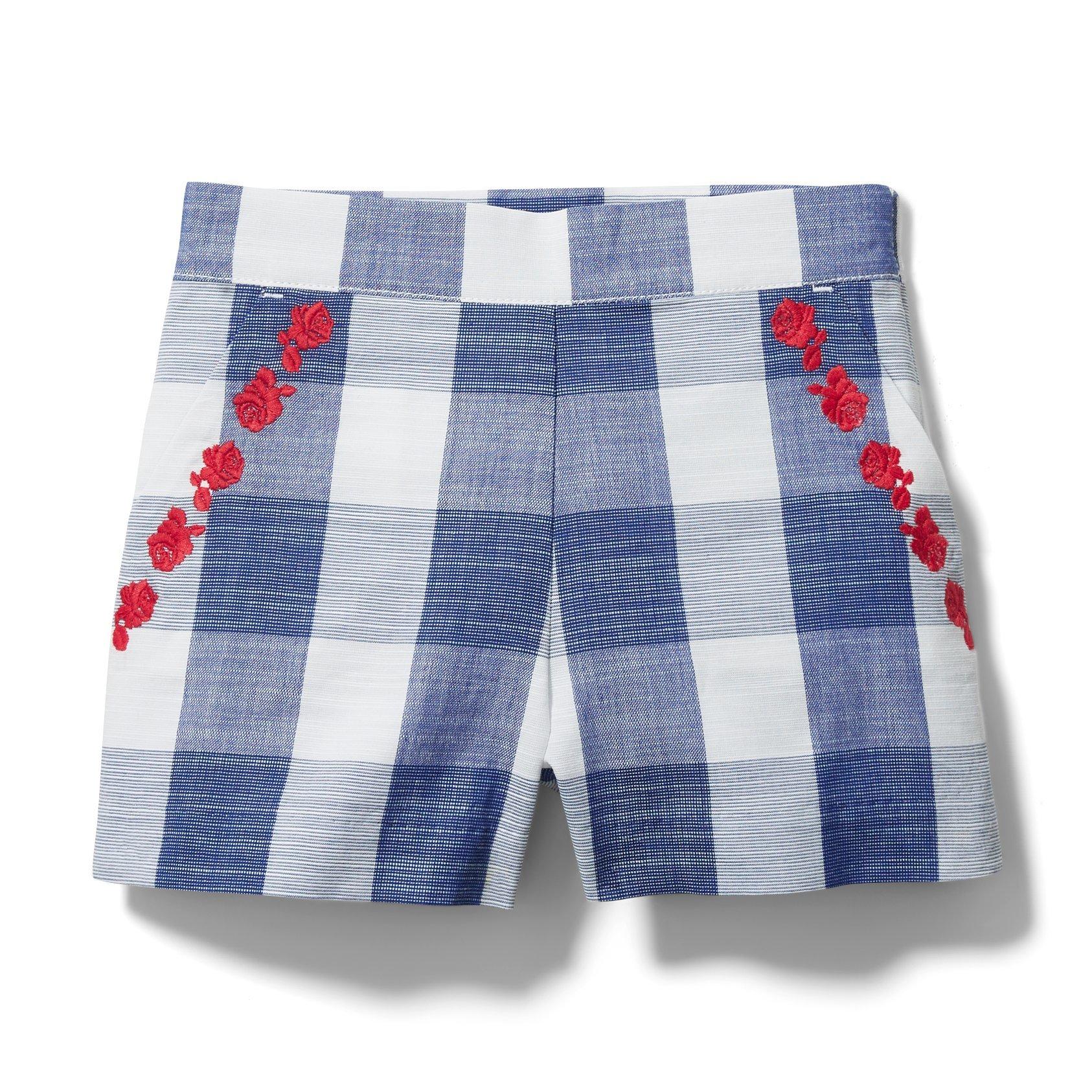 Embroidered Floral Gingham Short image number 0