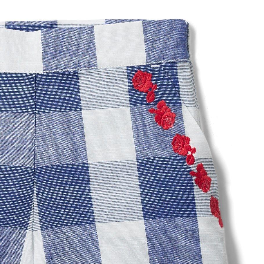 Embroidered Floral Gingham Short image number 2