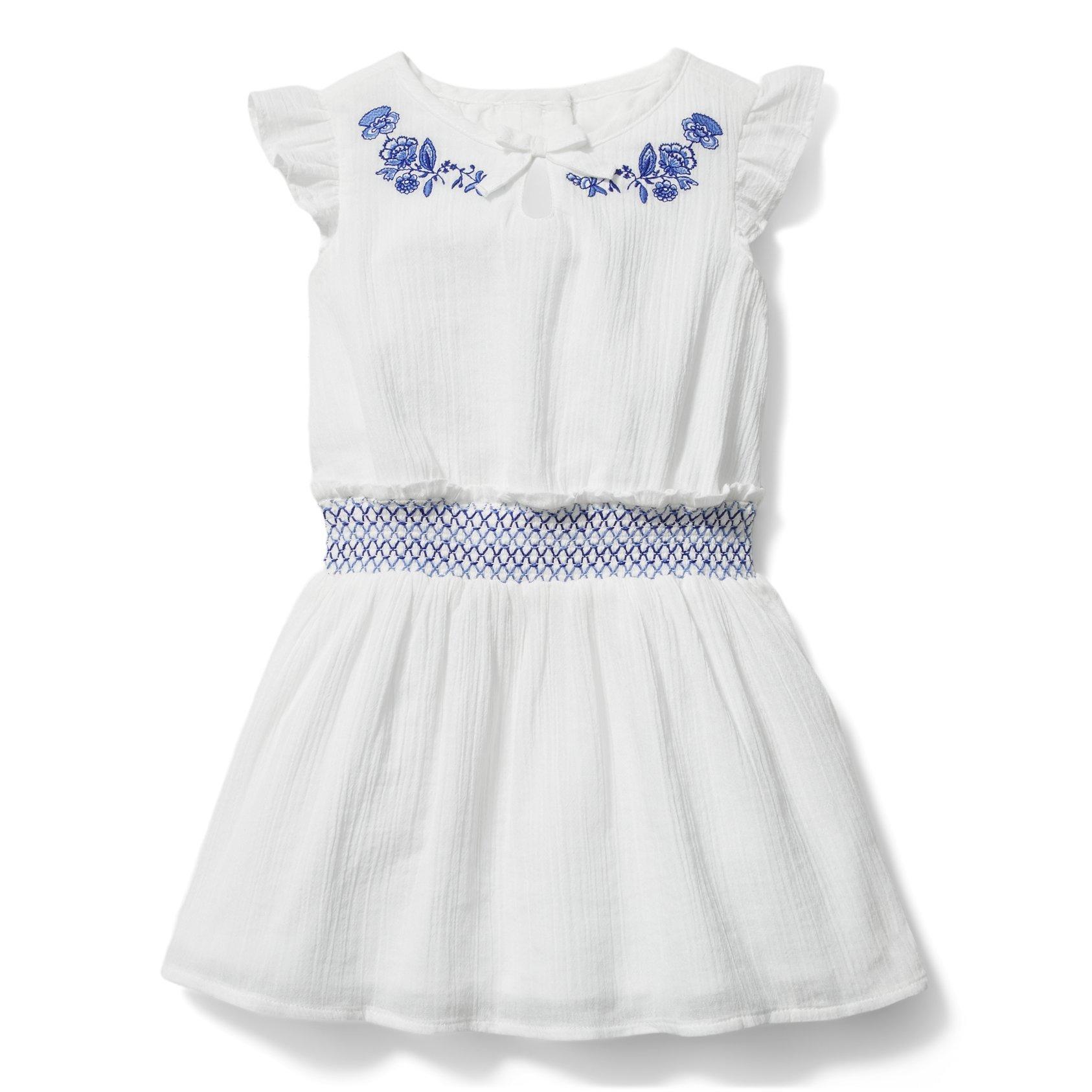 Embroidered Floral Smocked Dress image number 0