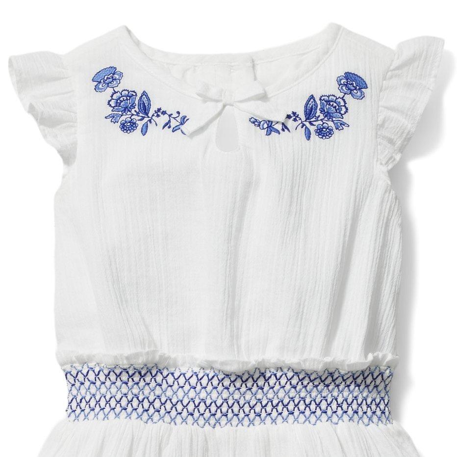 Embroidered Floral Smocked Dress image number 1