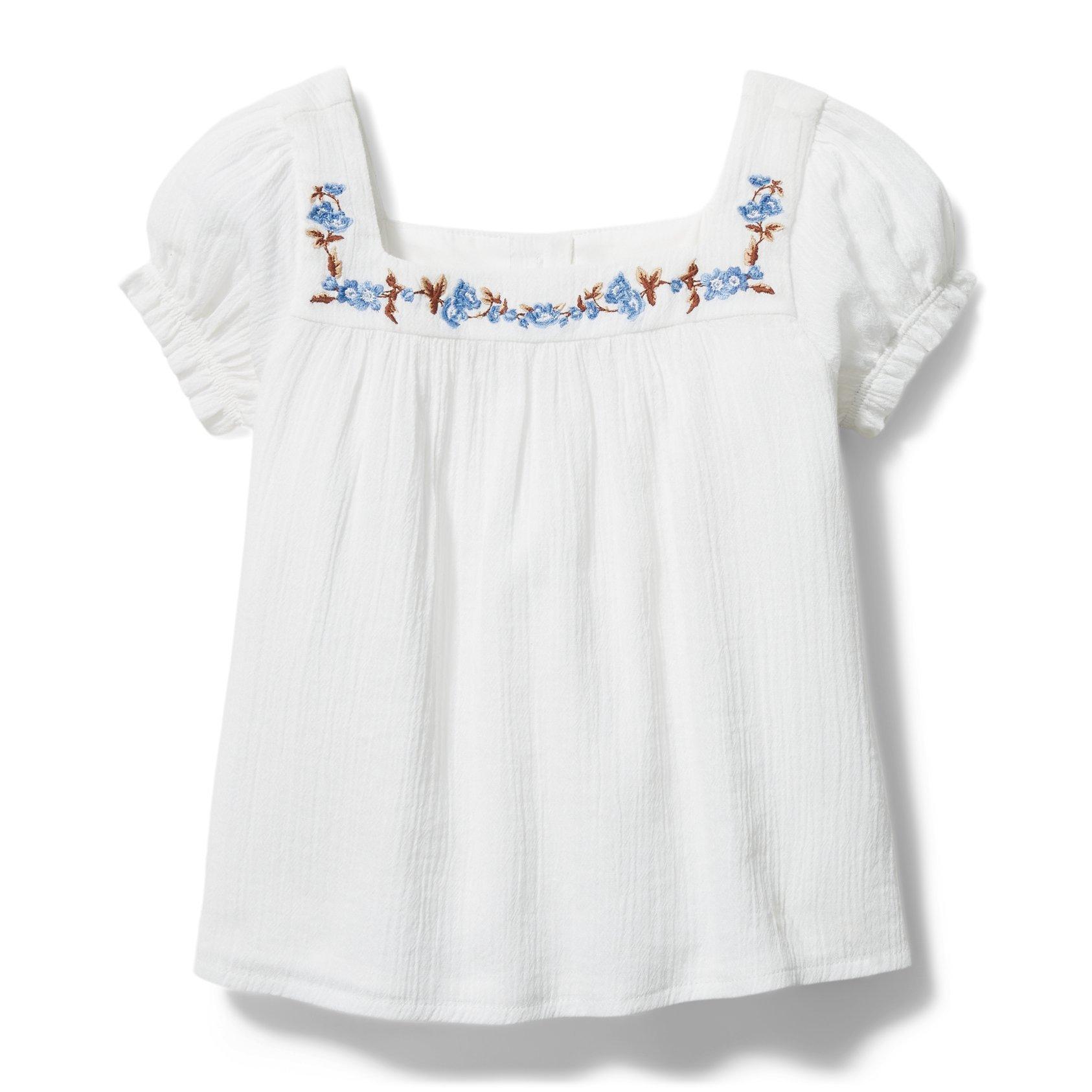 Embroidered Floral Puff Sleeve Top image number 0