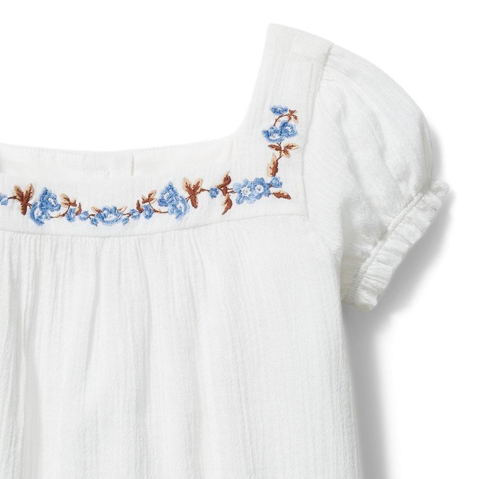 Embroidered Floral Puff Sleeve Top image number 1