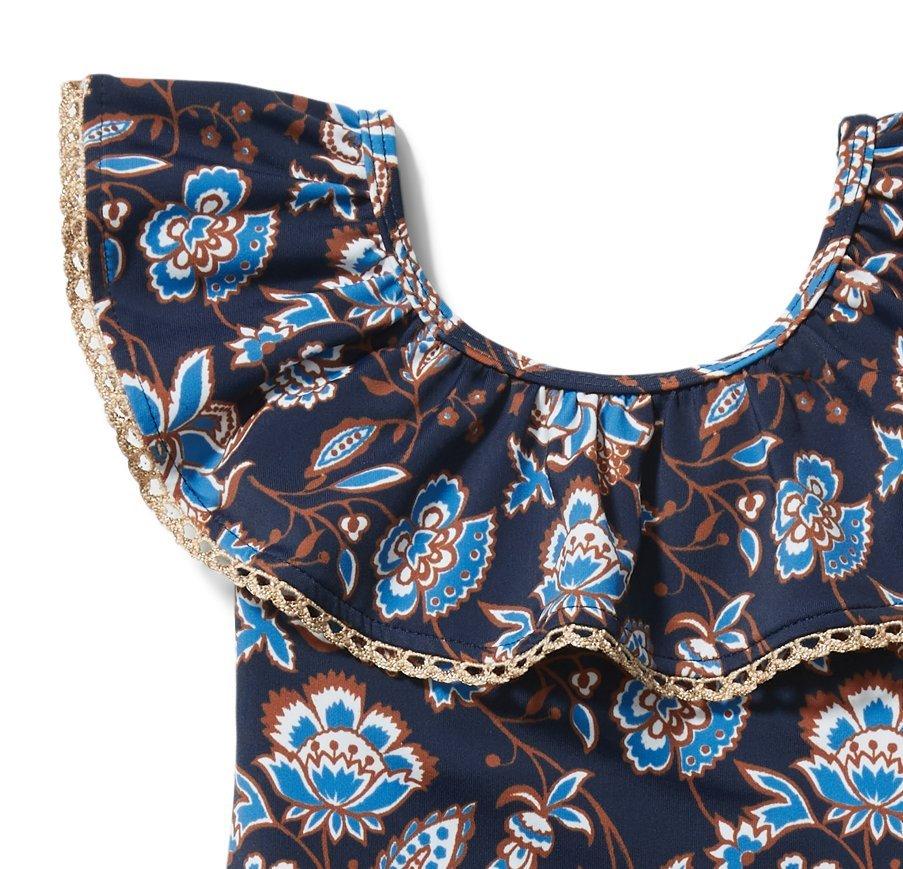 Paisley Floral Ruffle Swimsuit image number 1