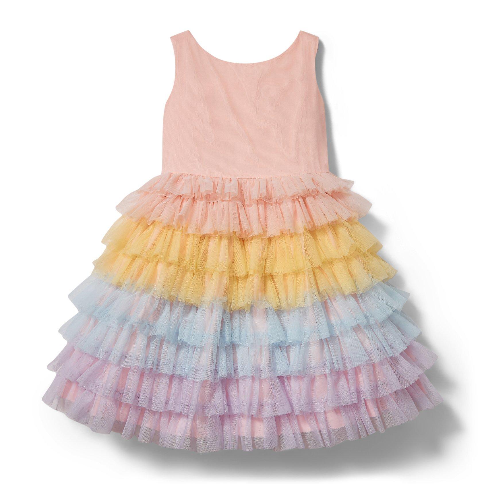 Girl Veil Rose Rainbow Tiered Tulle Dress by Janie and Jack