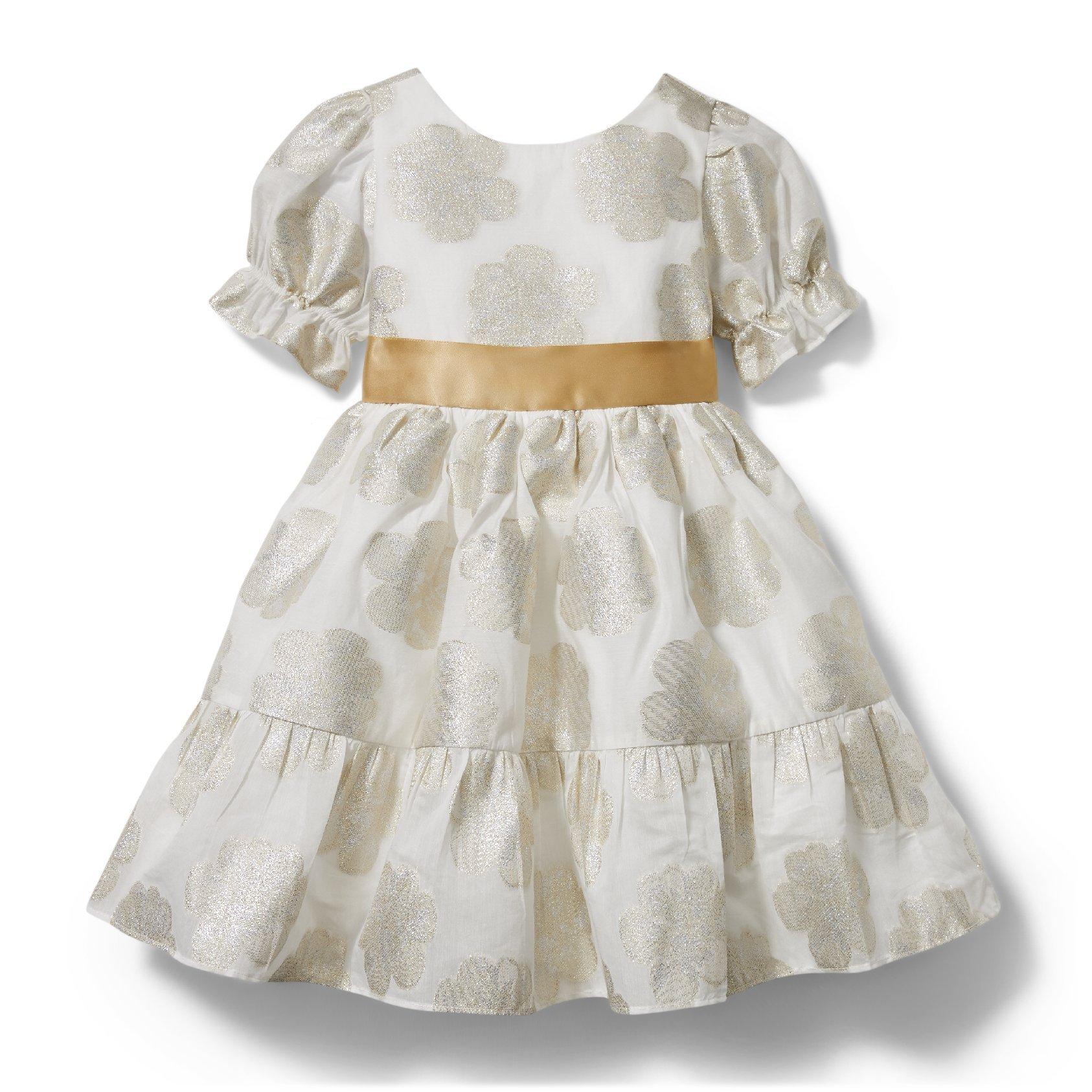 Metallic Floral Puff Sleeve Dress image number 0