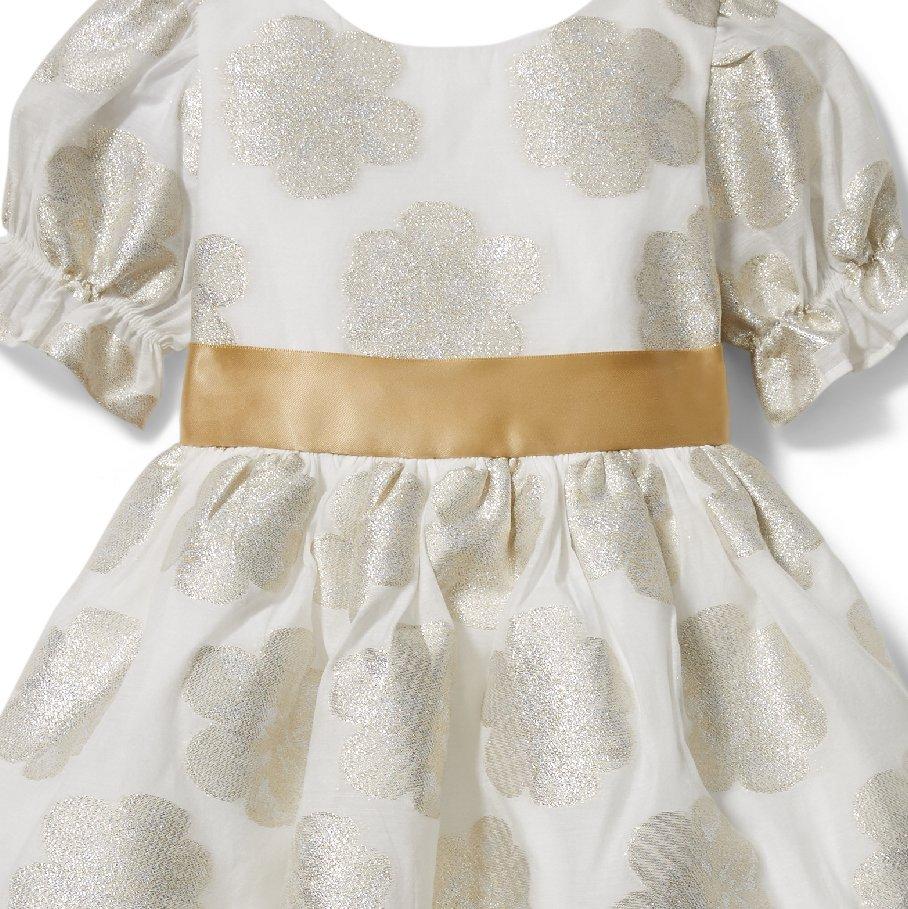 Metallic Floral Puff Sleeve Dress image number 1