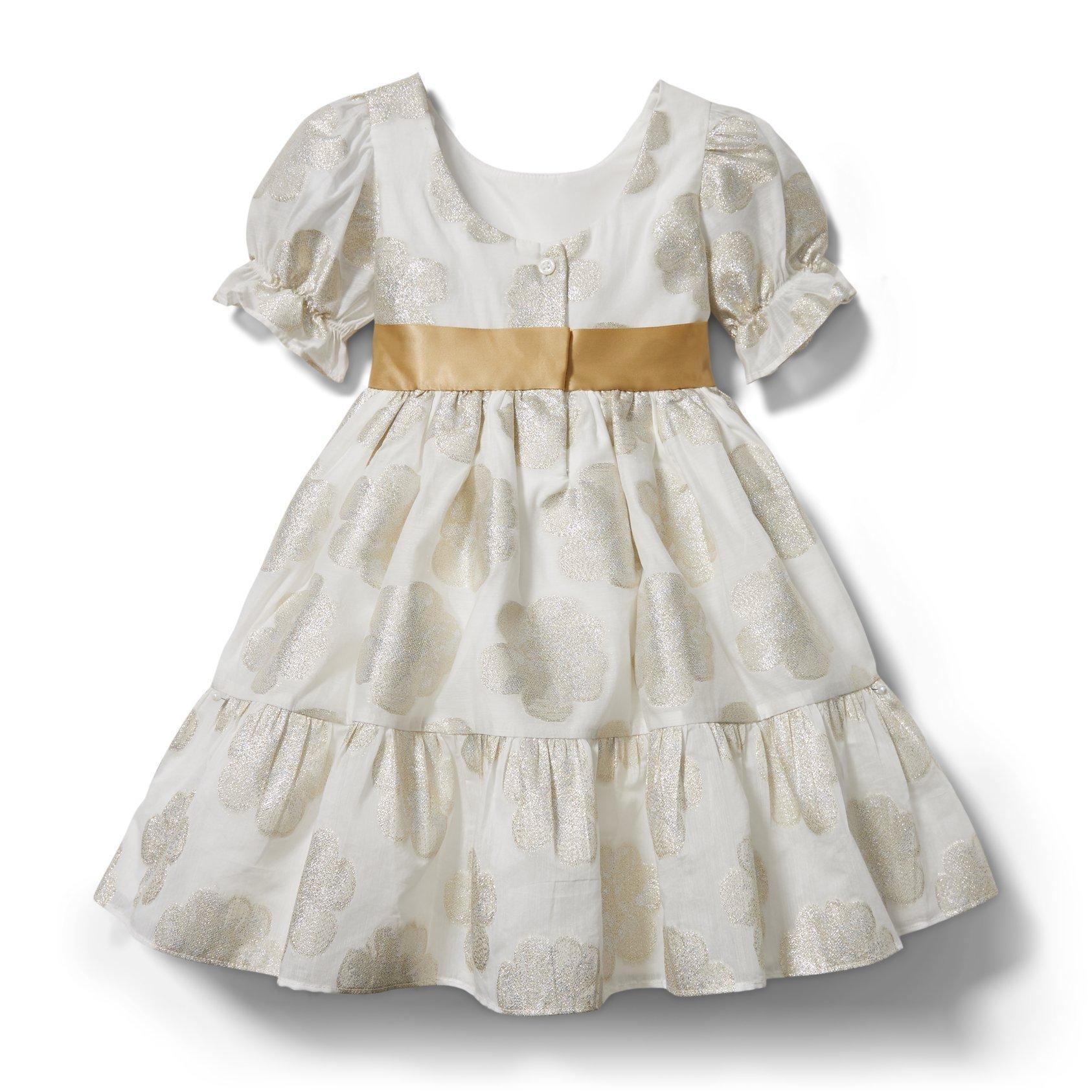Metallic Floral Puff Sleeve Dress image number 2