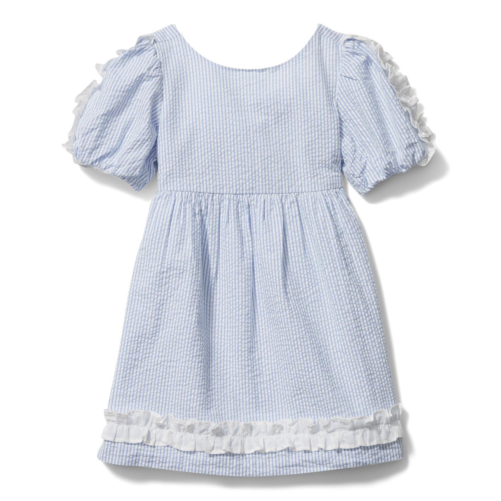 Collections White Stripe Seersucker Ruffle Dress by Janie and Jack