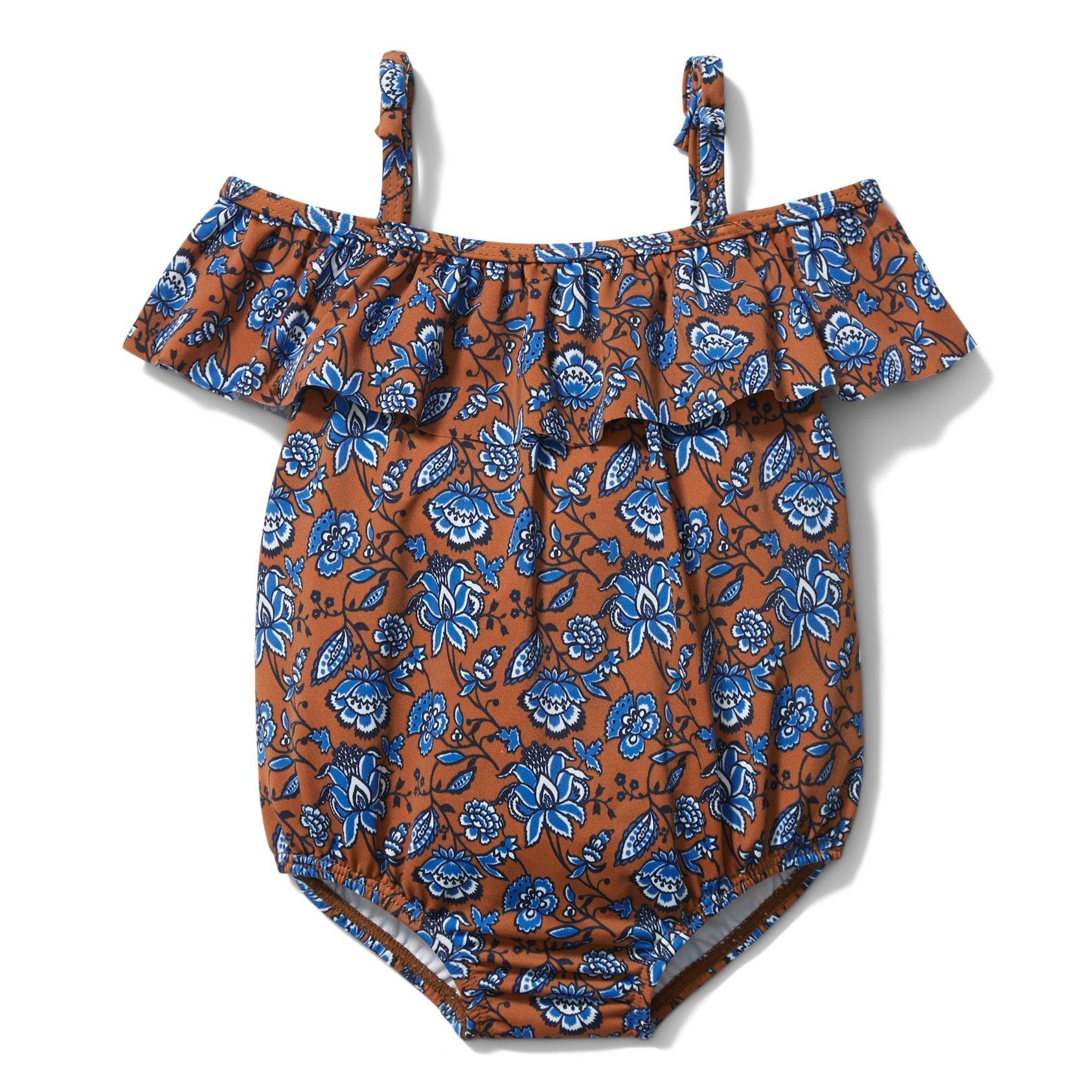 Baby Cold Shoulder Paisley Floral Swimsuit image number 0