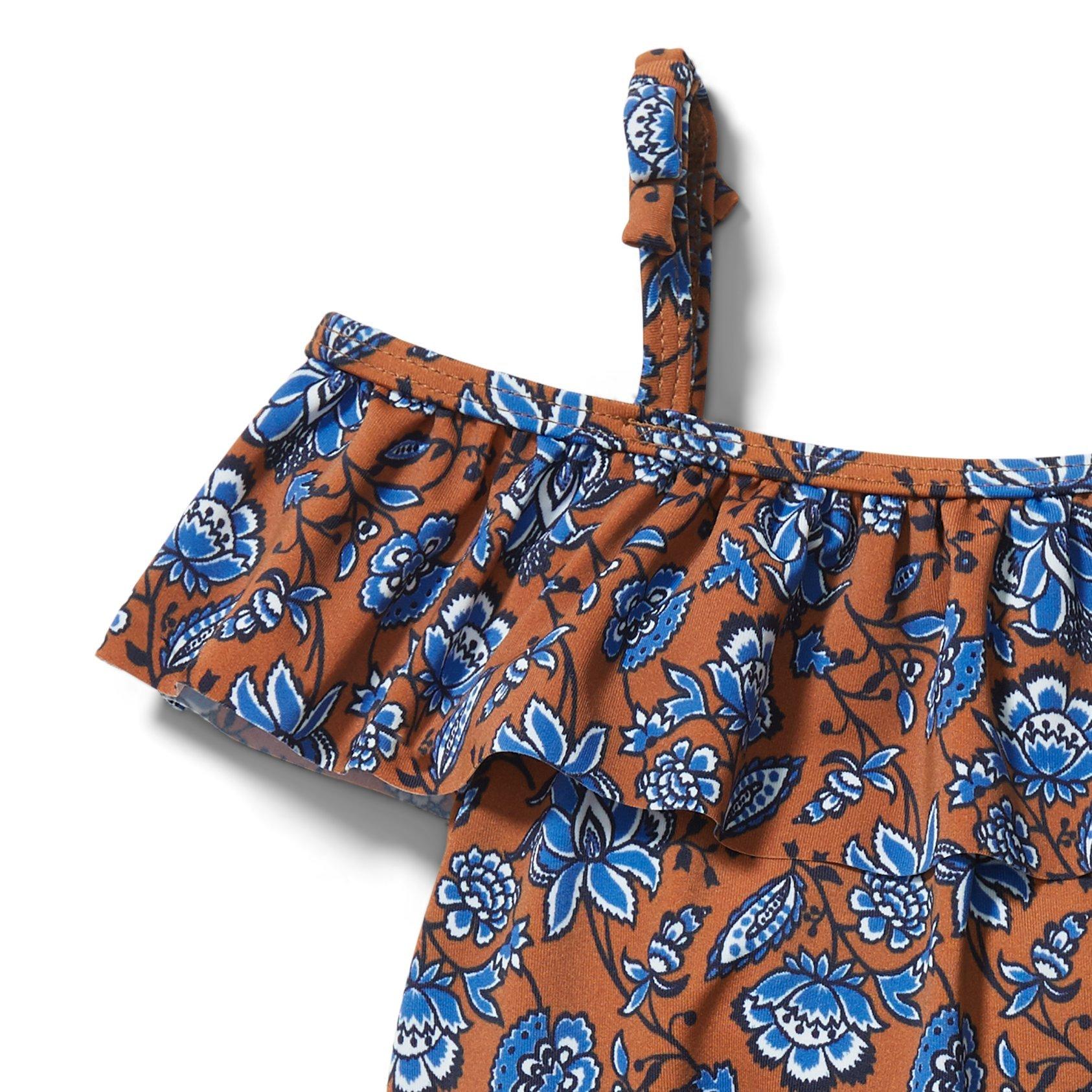 Baby Cold Shoulder Paisley Floral Swimsuit image number 1