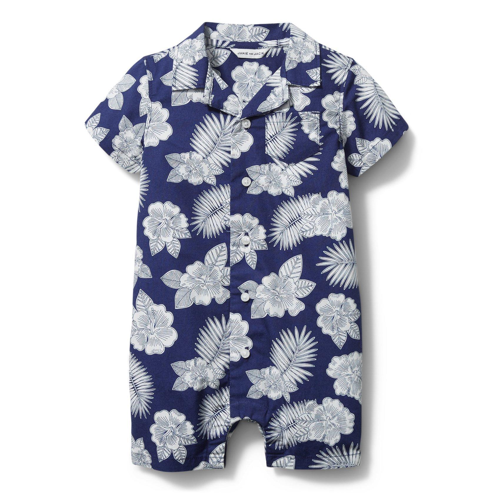 Baby Tropical Floral Polo Romper image number 0