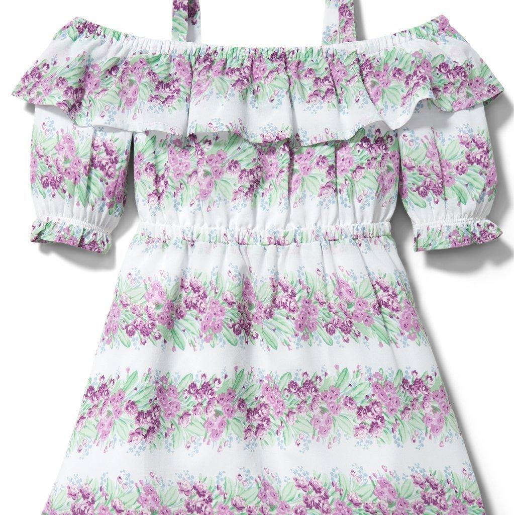 Floral Cold Shoulder Chiffon Dress image number 1
