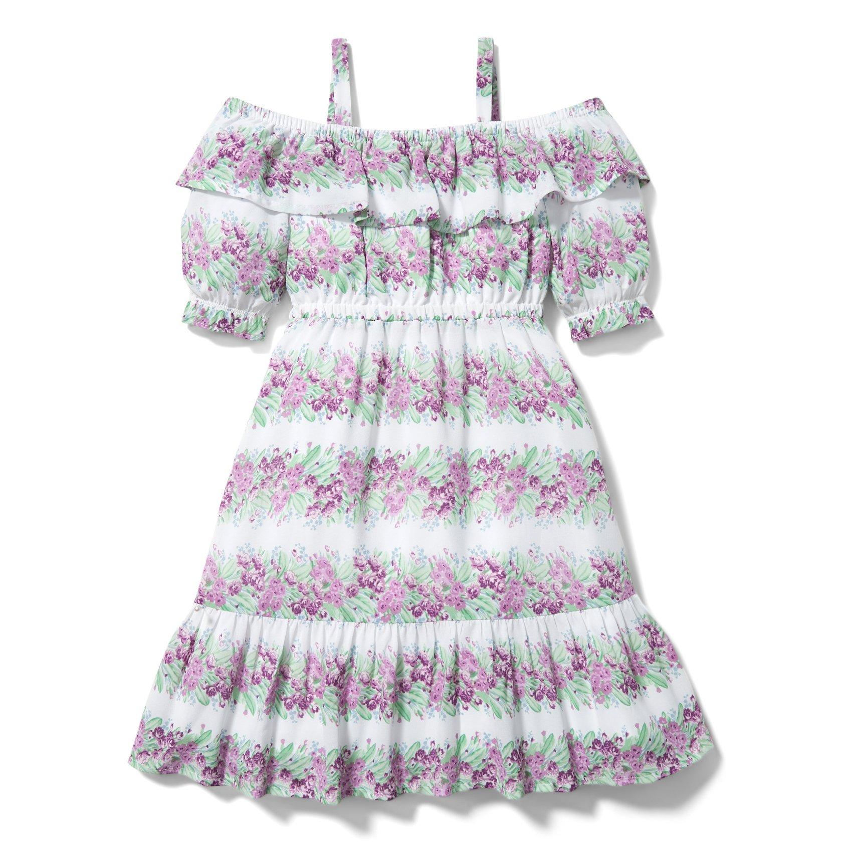 Floral Cold Shoulder Chiffon Dress image number 2