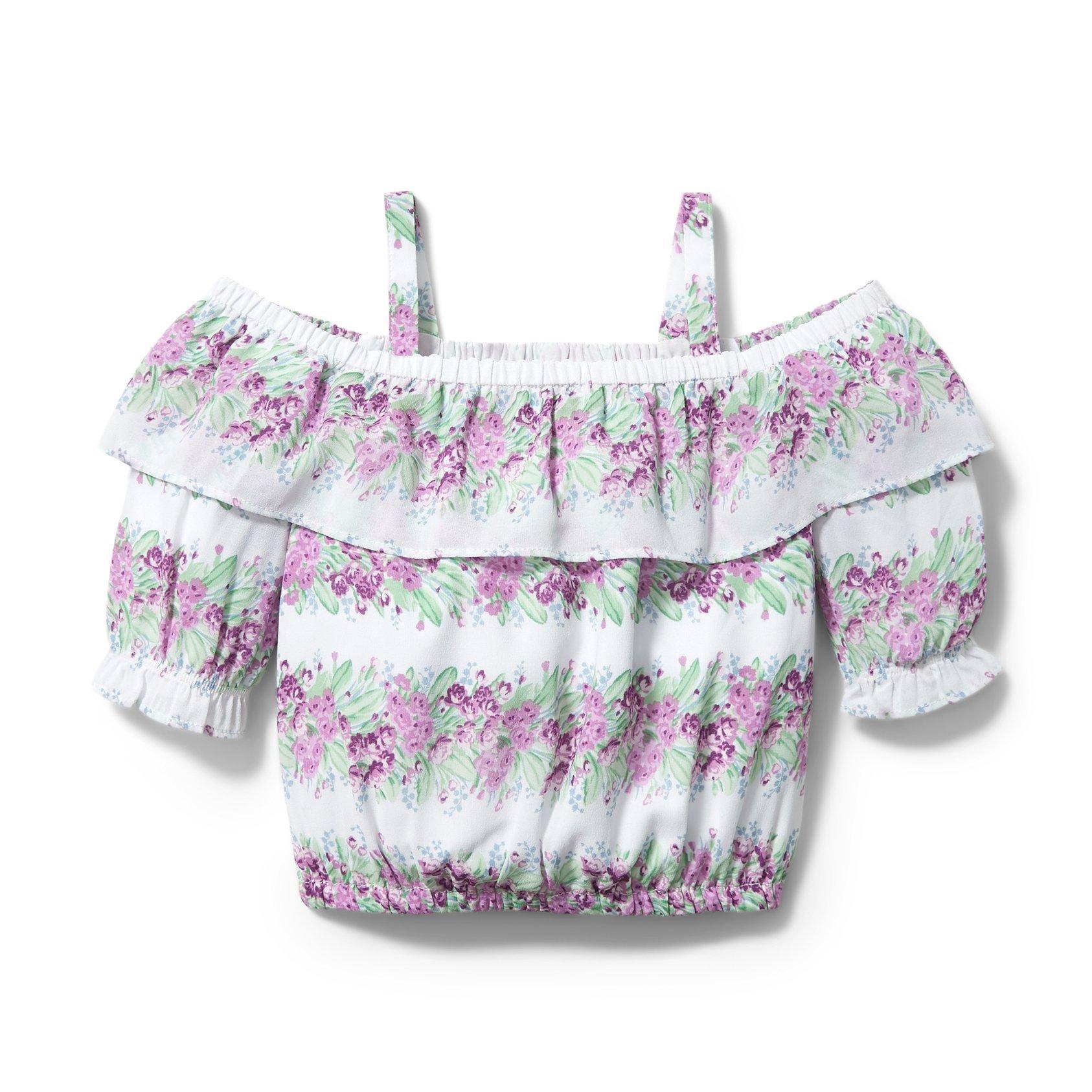 Floral Cold Shoulder Chiffon Top image number 0