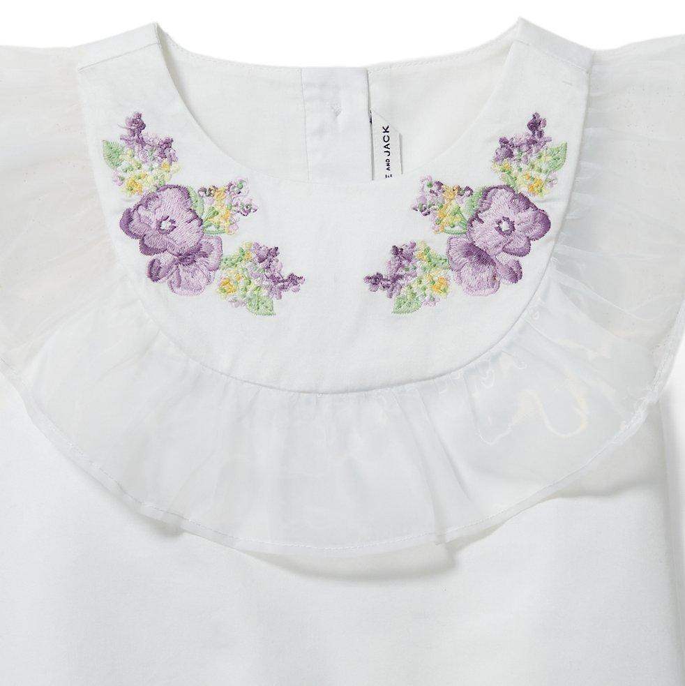 Embroidered Organza Ruffle Top image number 1