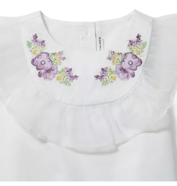 Embroidered Organza Ruffle Top image number 1