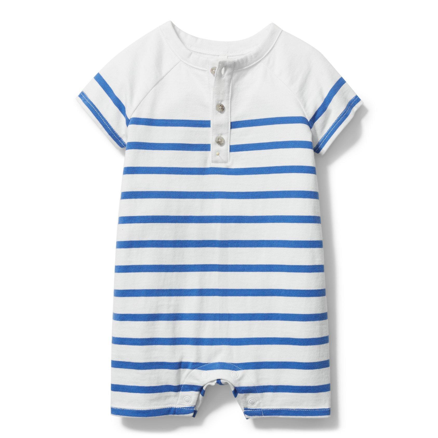 Baby Striped Henley Romper image number 0