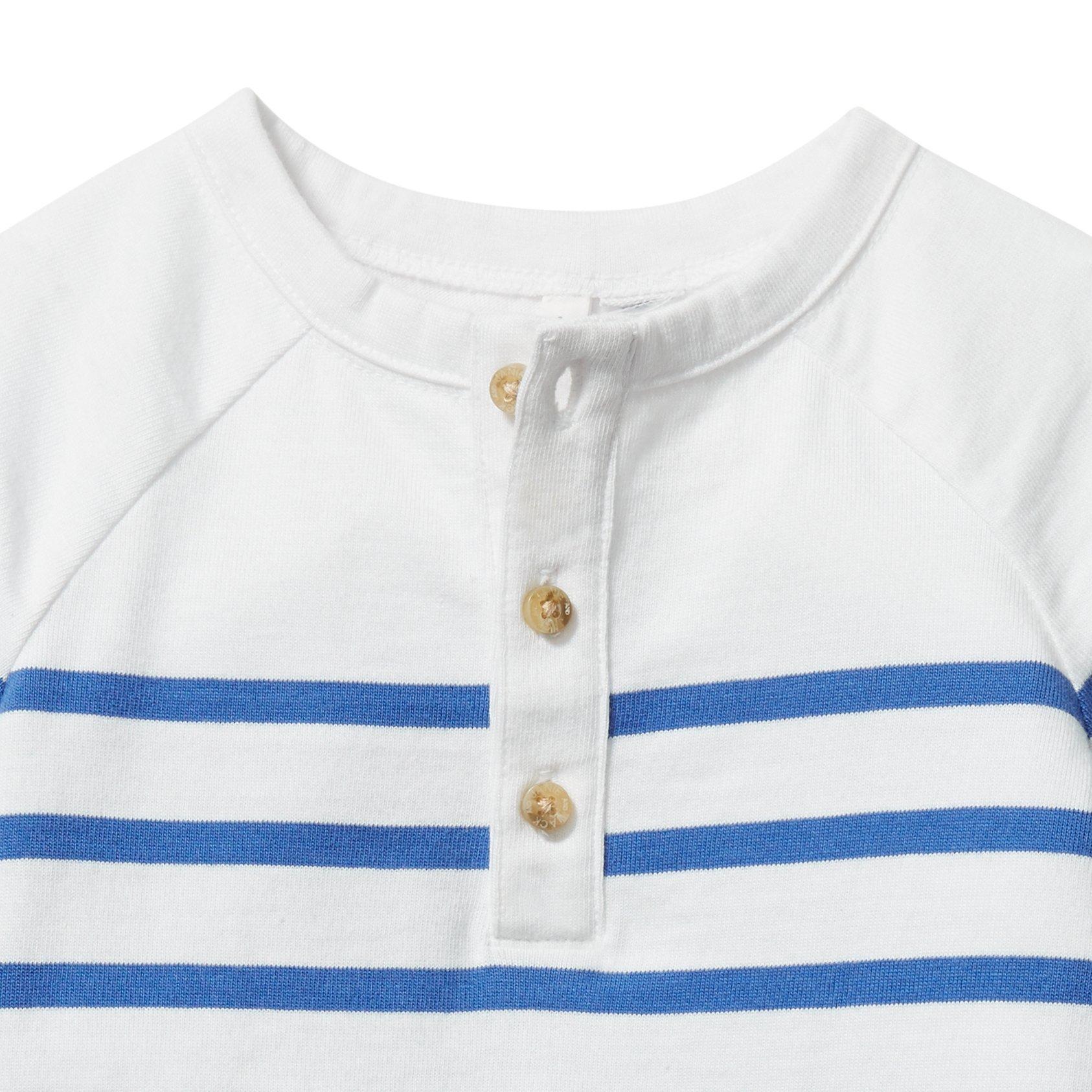 Baby Striped Henley Romper image number 1
