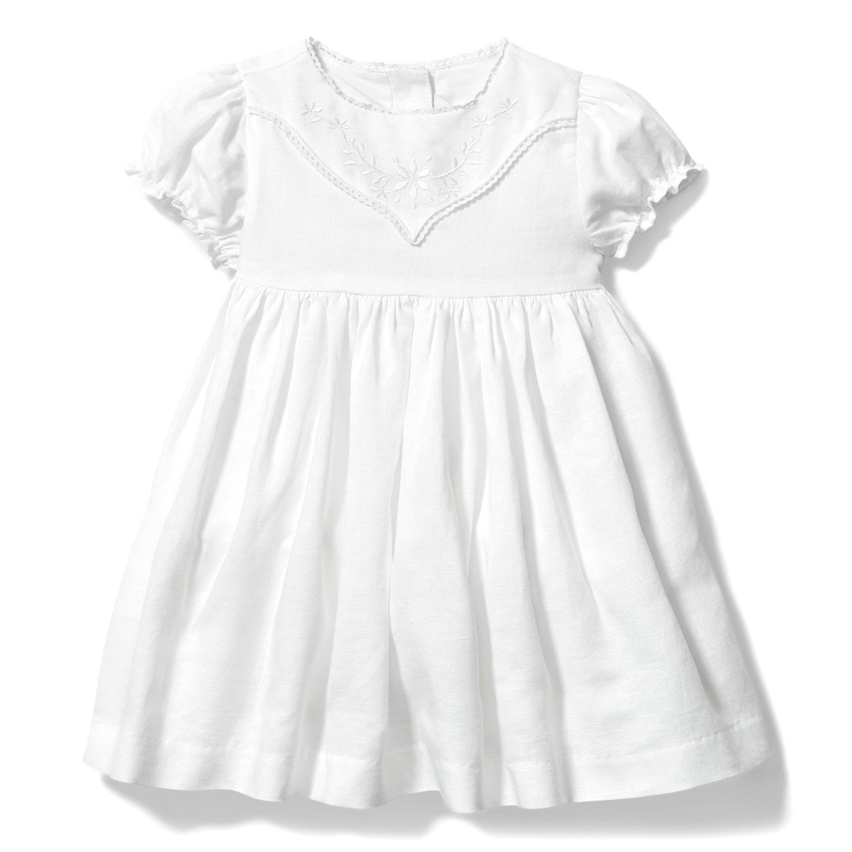 Newborn White Baby Puff Sleeve Linen Dress by Janie and Jack