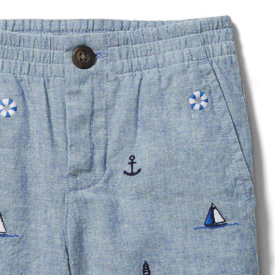 Embroidered Nautical Linen Short image number 1
