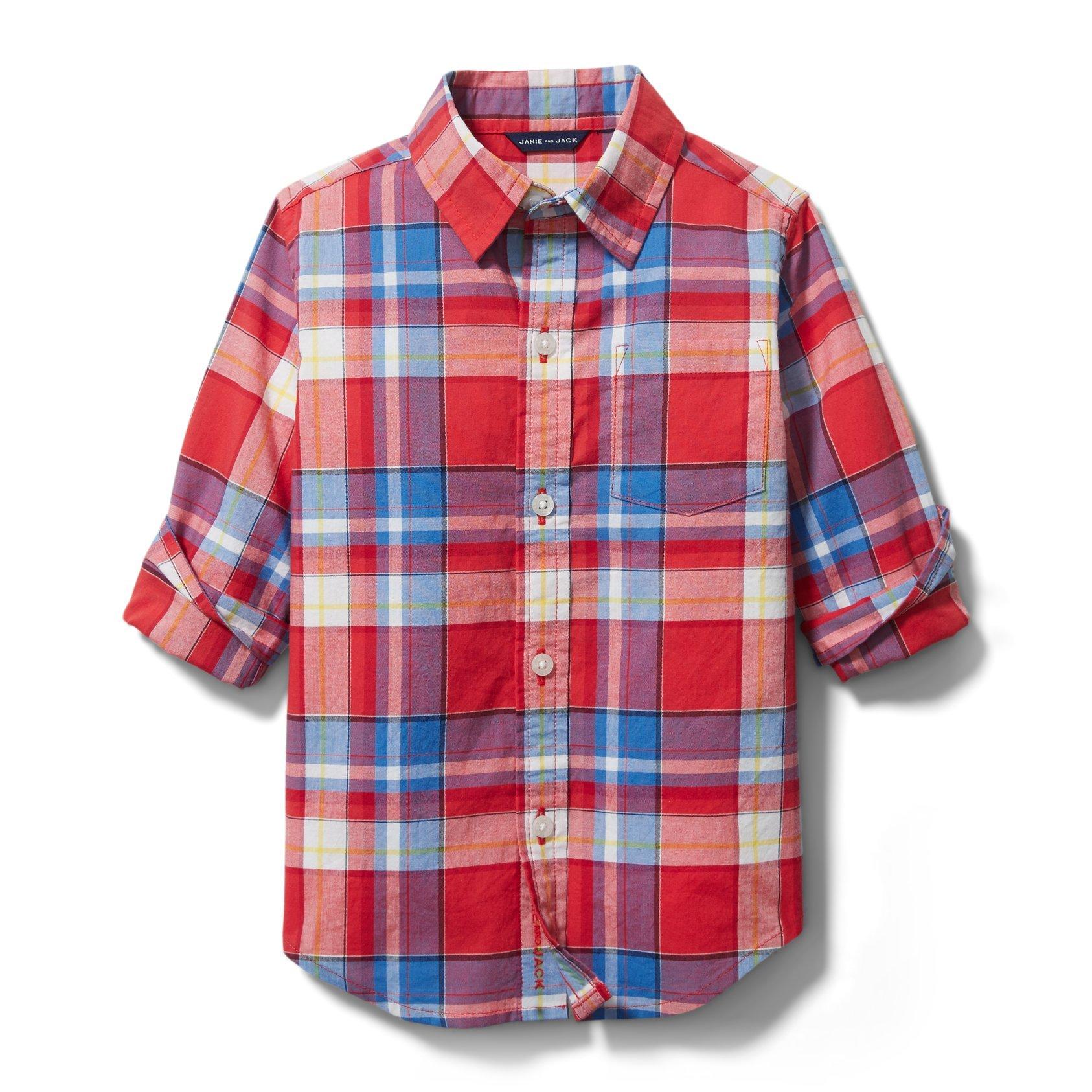 Madras Plaid Roll-Cuff Shirt