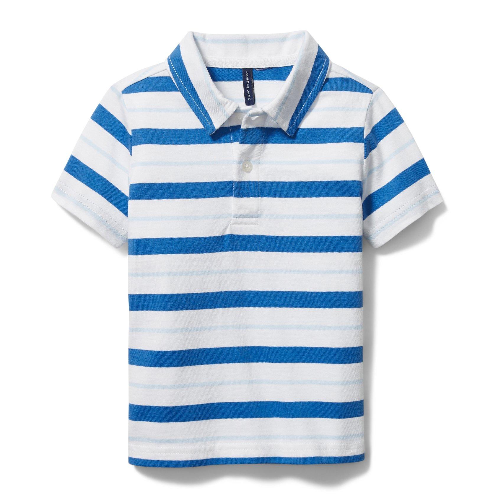 Boy White Stripe Striped Jersey Polo by Janie and Jack