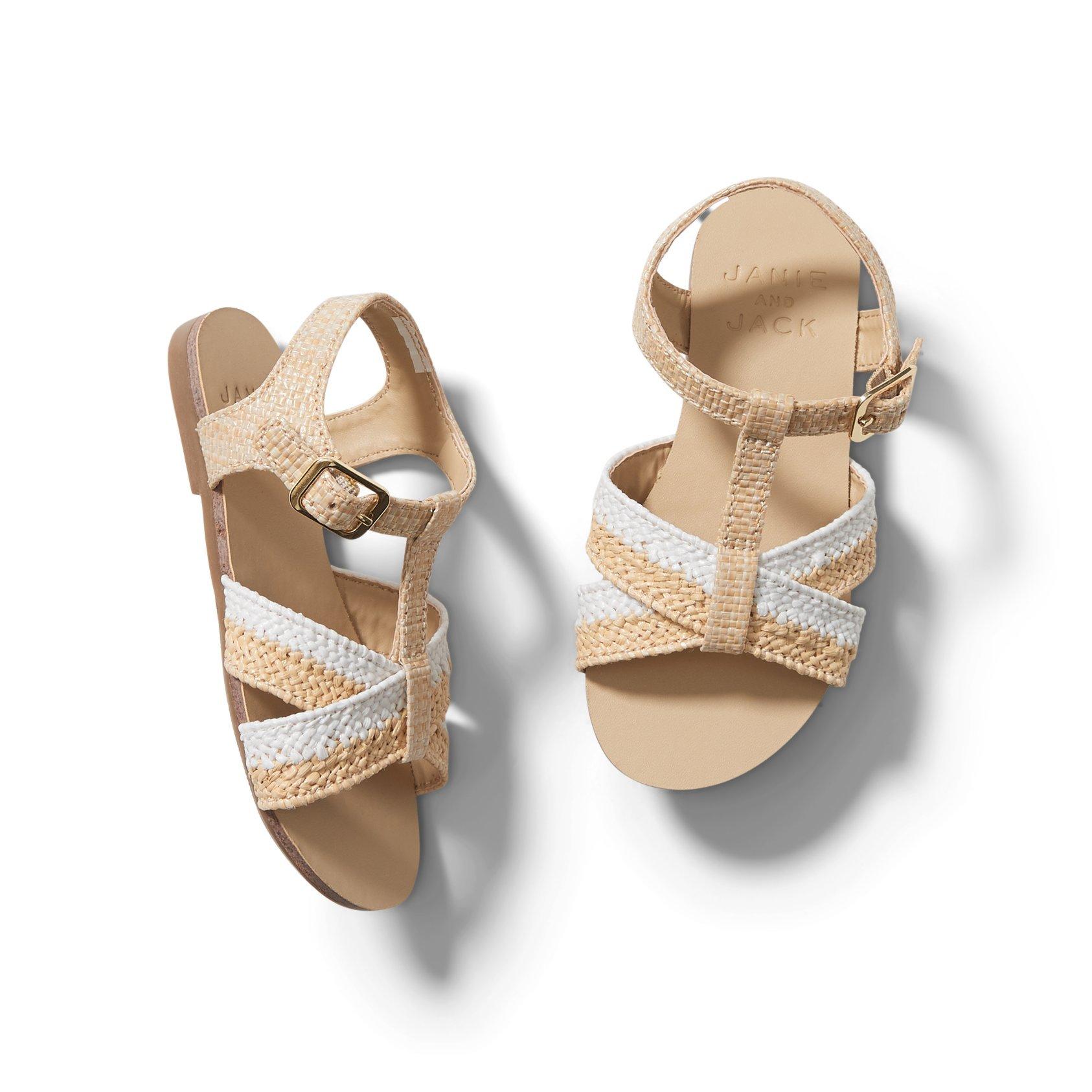 Colorblocked Straw Sandal