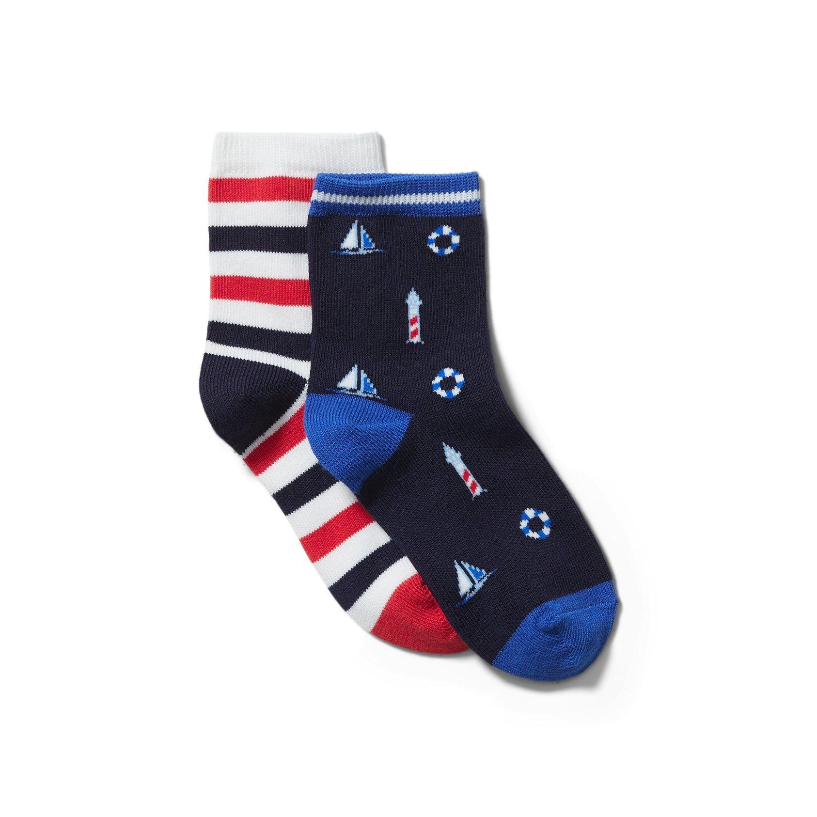 Nautical And Striped Sock 2-Pack image number 0