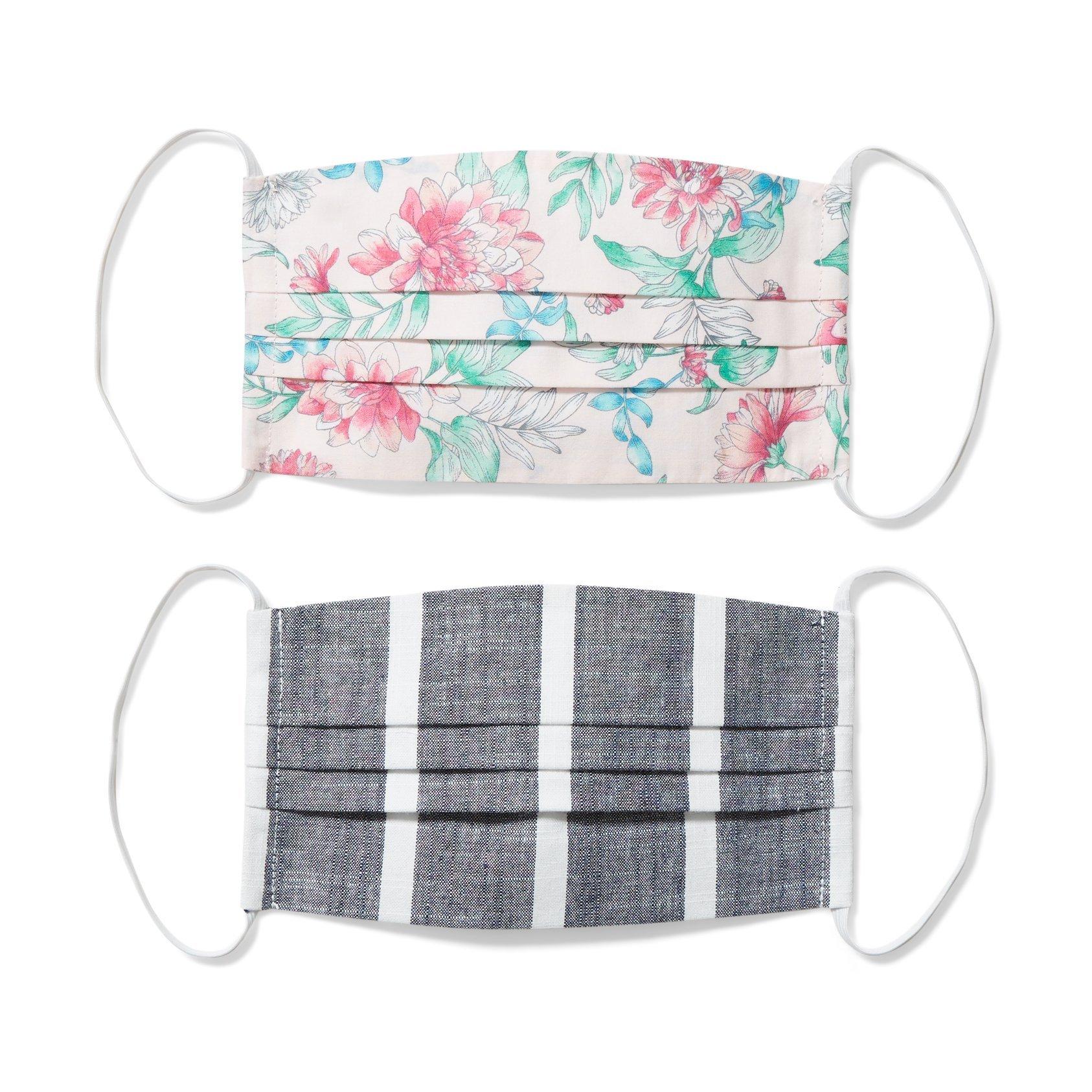 Adult Floral And Striped Mask 2-Pack image number 0