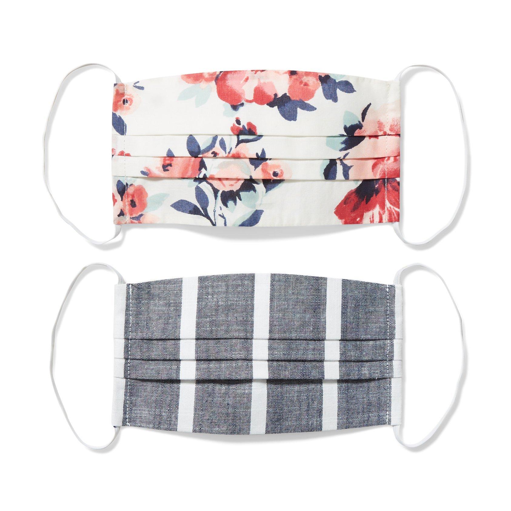 Adult Rose And Striped Mask 2-Pack image number 0