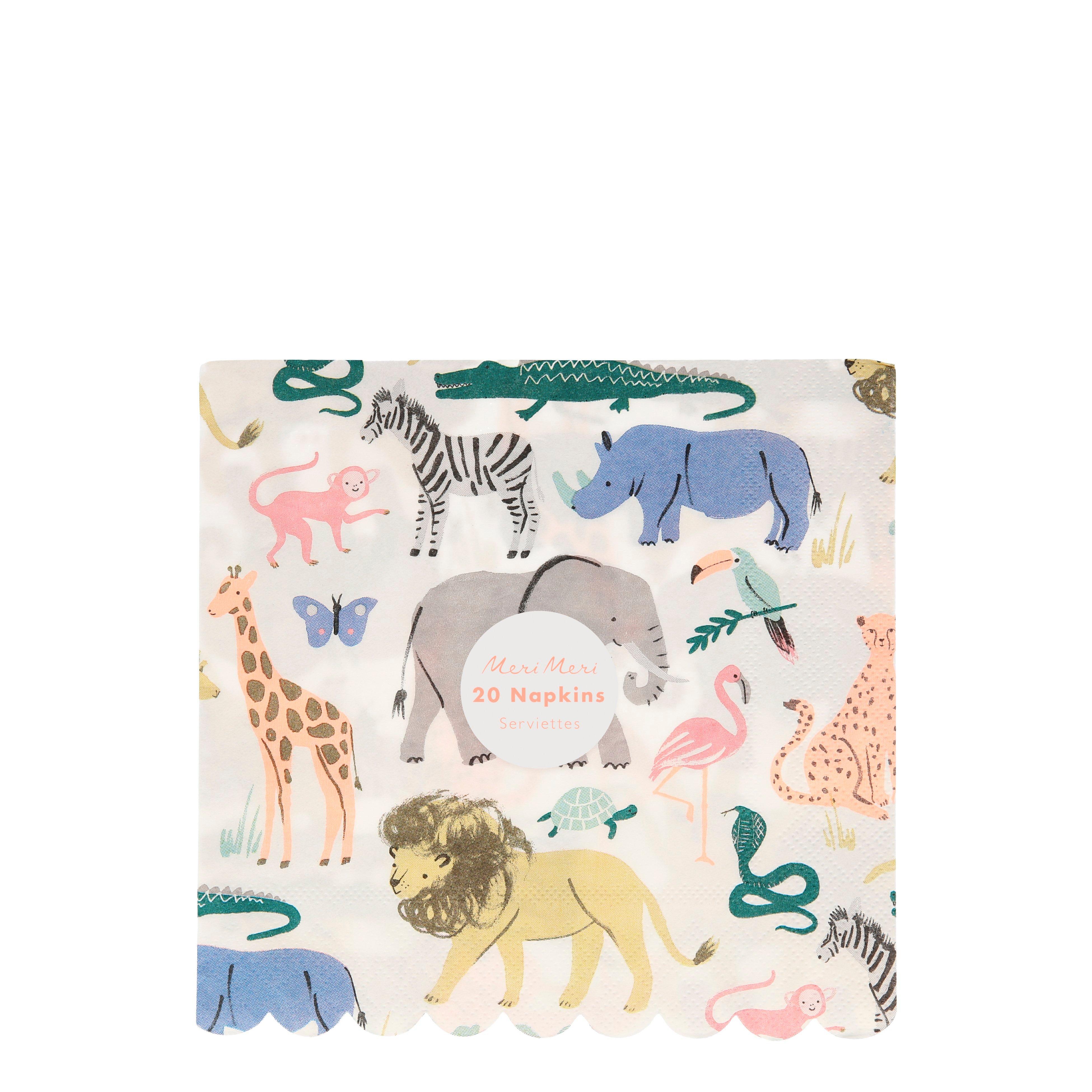 Meri Meri Safari Animal Large Napkins image number 0