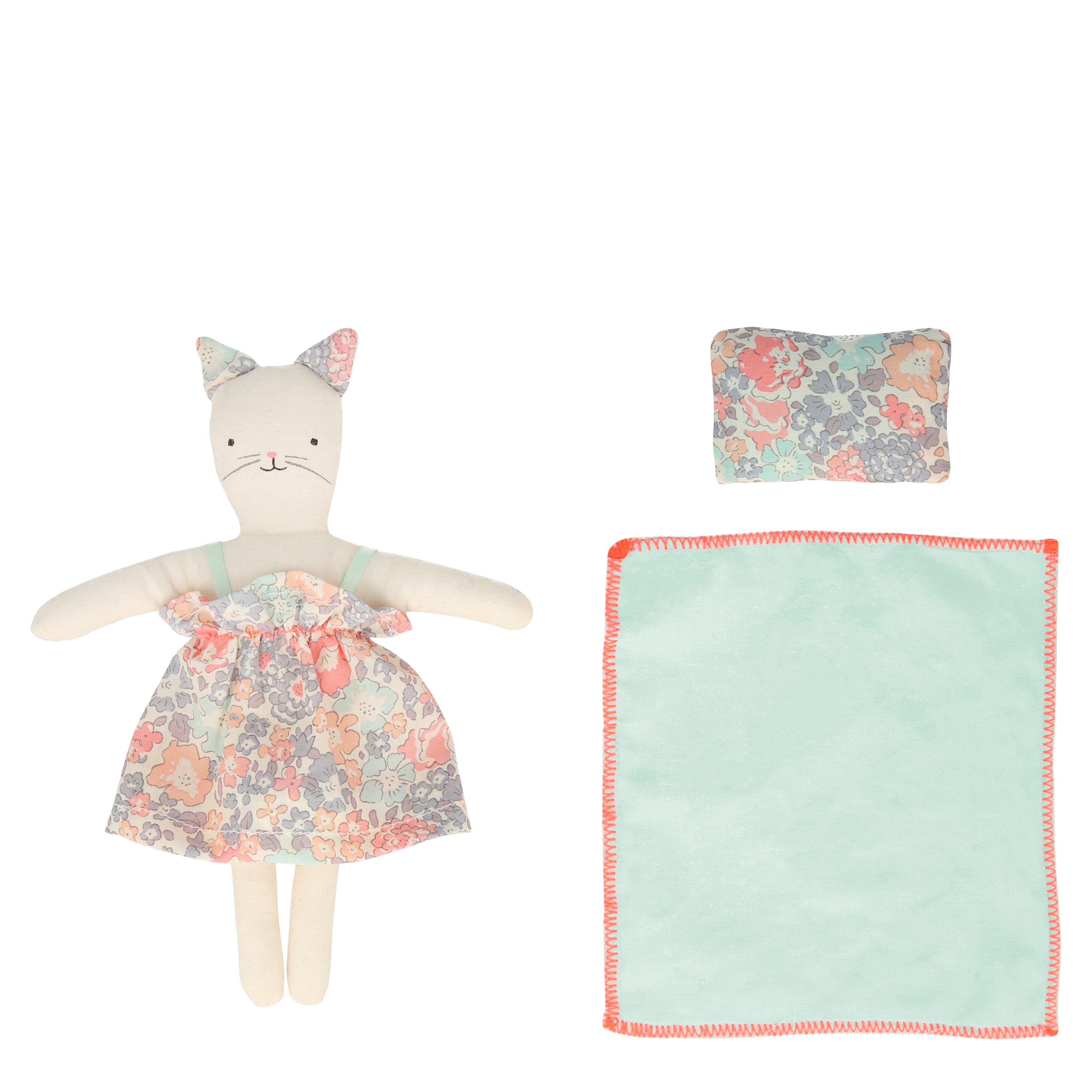 Meri Meri Floral Kitty Mini Suitcase Doll image number 1