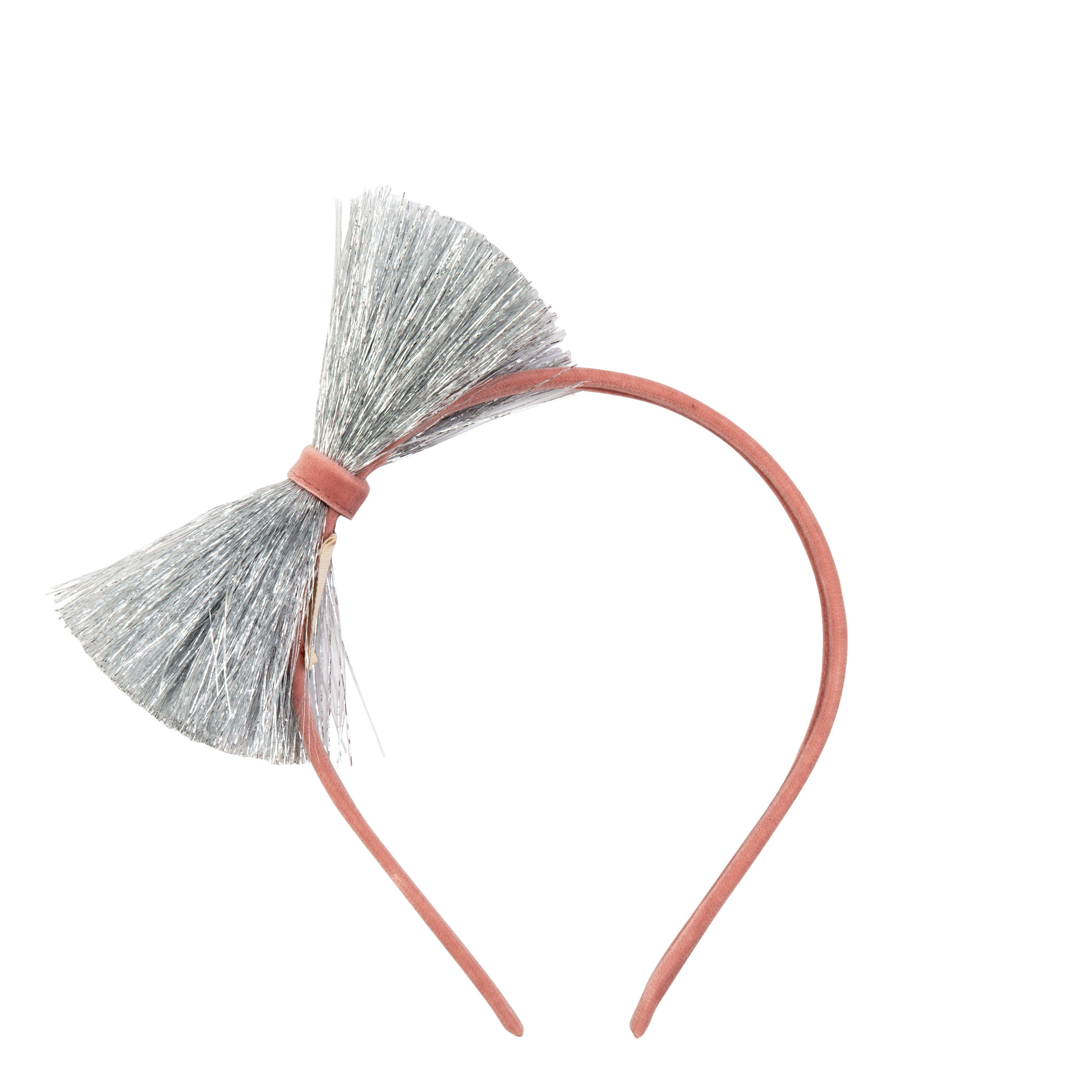 Meri Meri Silver Tinsel Bow Headband image number 0