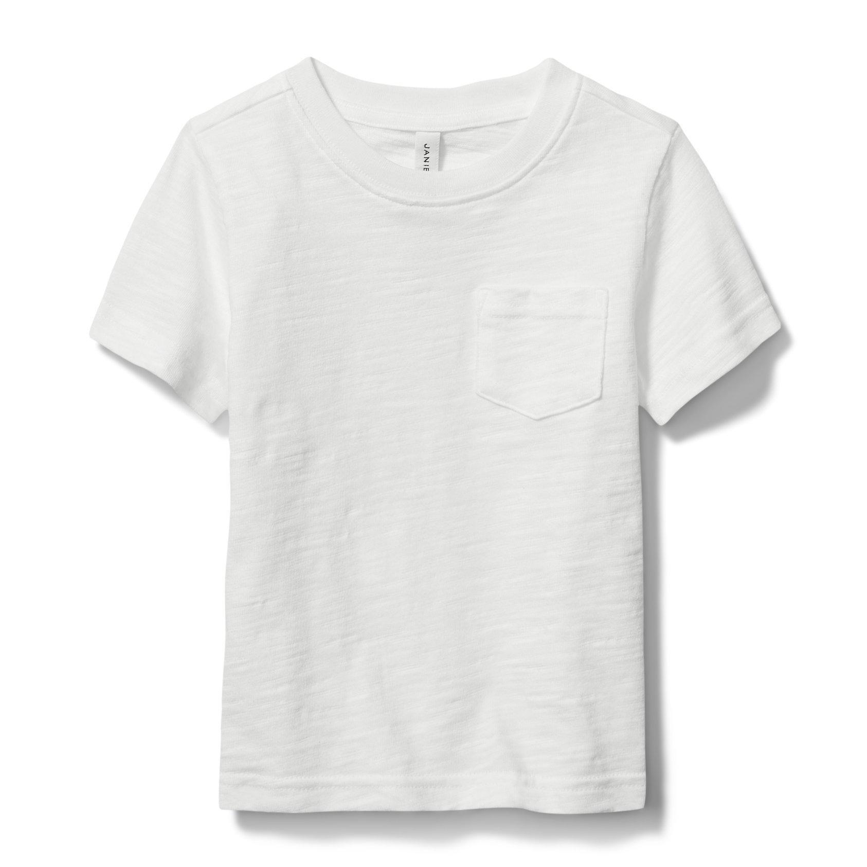 boy and girl matching spring outfits, boys white pocket tee