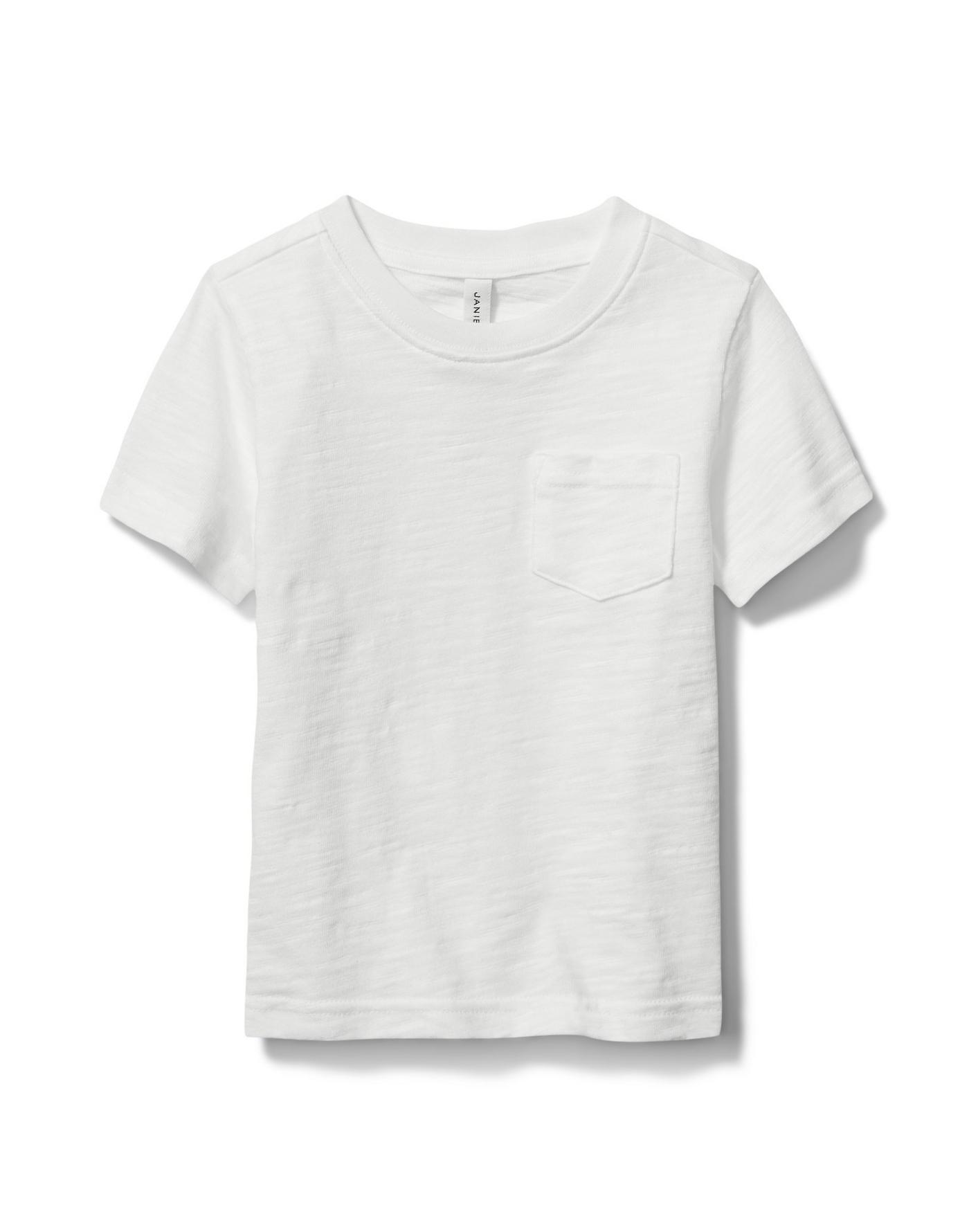 boy and girl matching spring outfits, boys white pocket tee