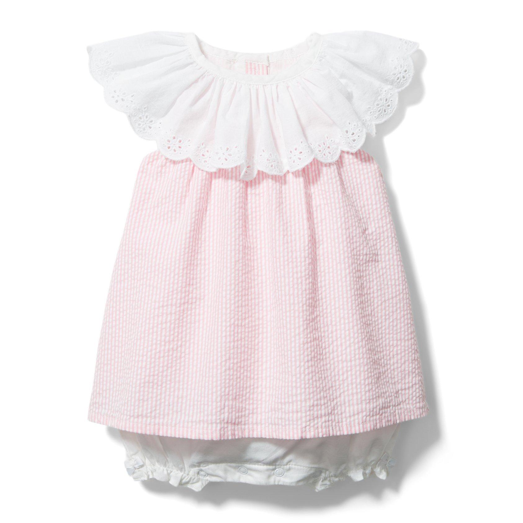 Newborn White Stripe Baby Eyelet Seersucker Romper by Janie and Jack