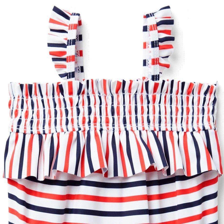 Baby Striped Ruffle Swimsuit image number 1