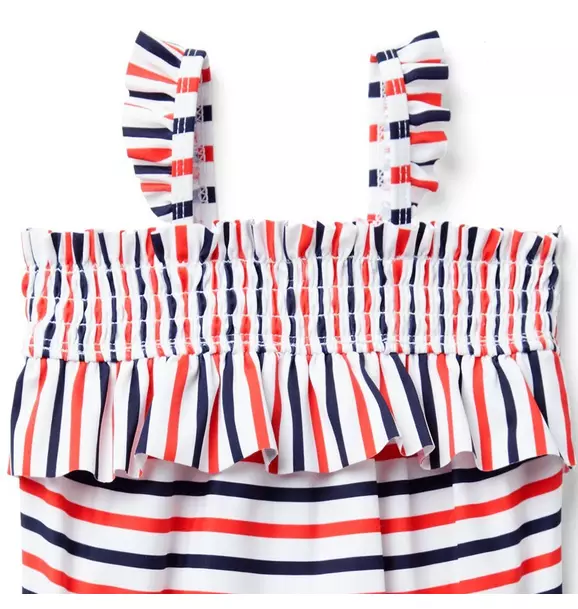 Baby Striped Ruffle Swimsuit image number 1