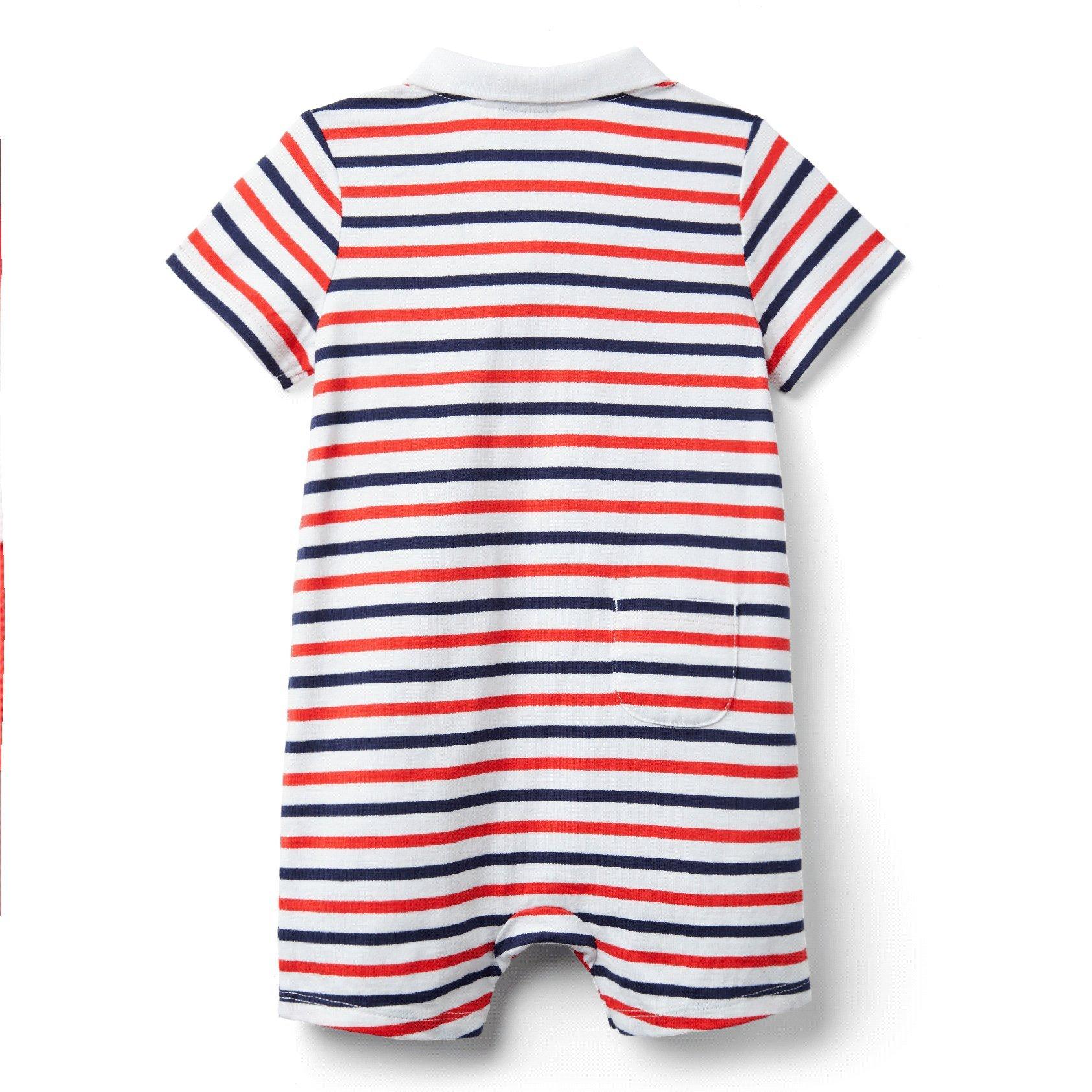 Baby Striped Polo Romper image number 3