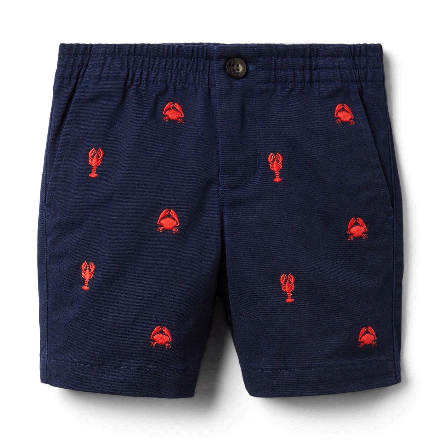 Embroidered Lobster Twill Short