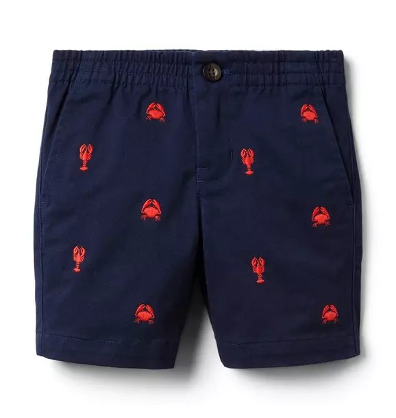 Embroidered Lobster Twill Short