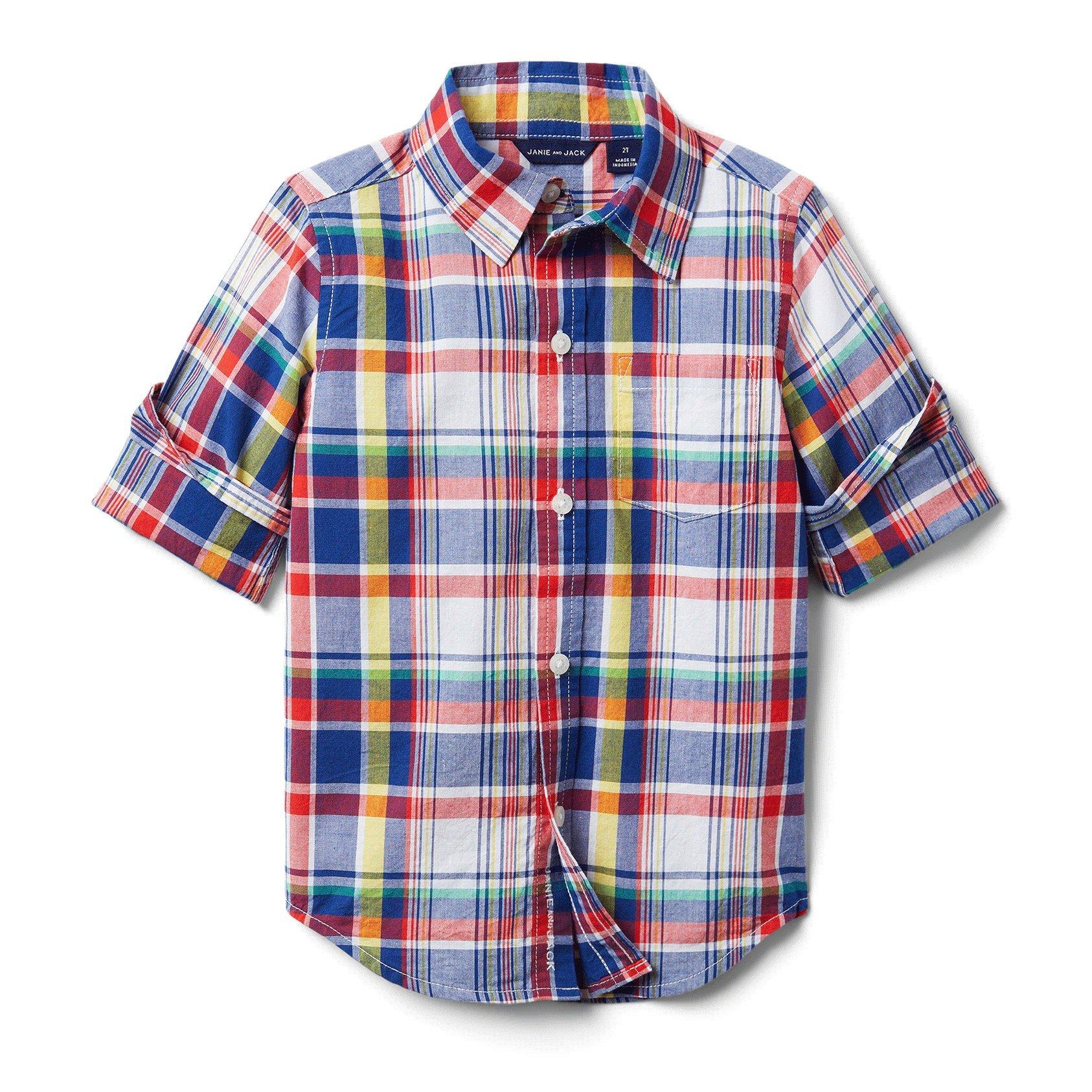 Madras Plaid Roll-Cuff Shirt  image number 0